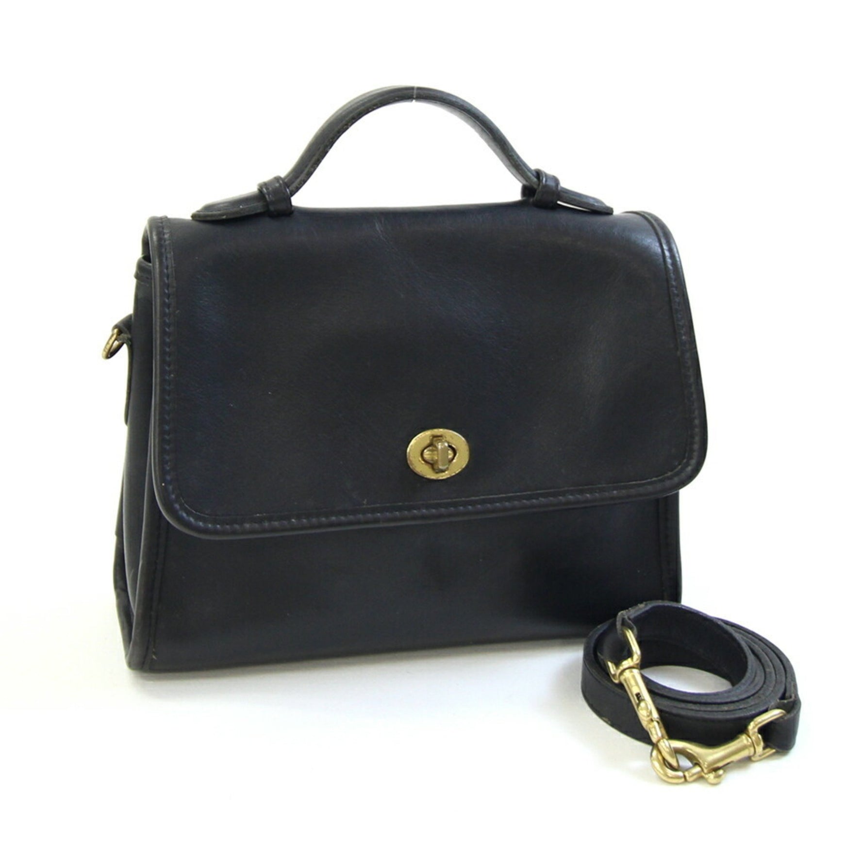 Coach Handbag 9870 Leather Shoulder Bag Turnlock Old