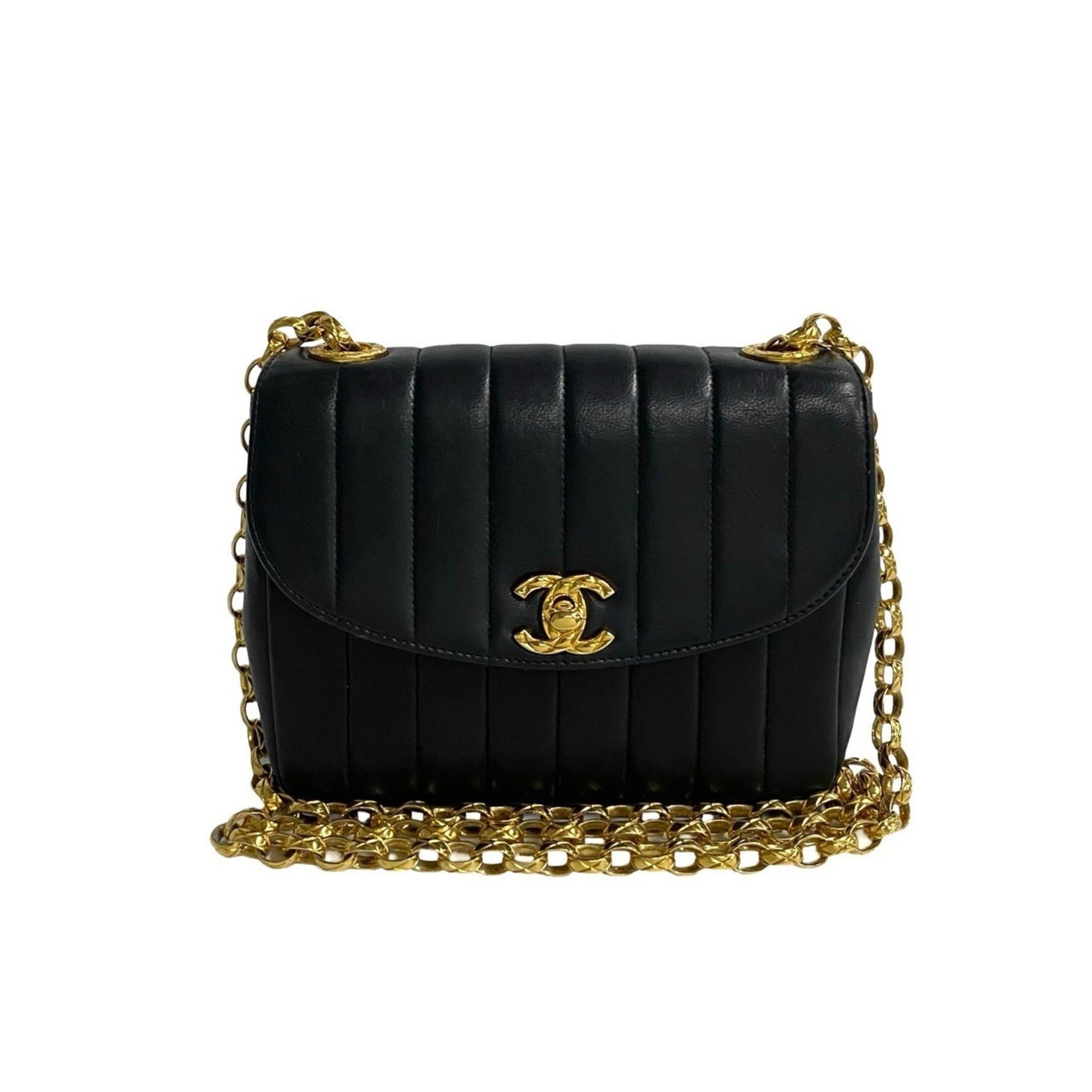 CHANEL Mademoiselle Coco Mark Turnlock Lambskin Leather Chain Shoulder Bag, 717-8