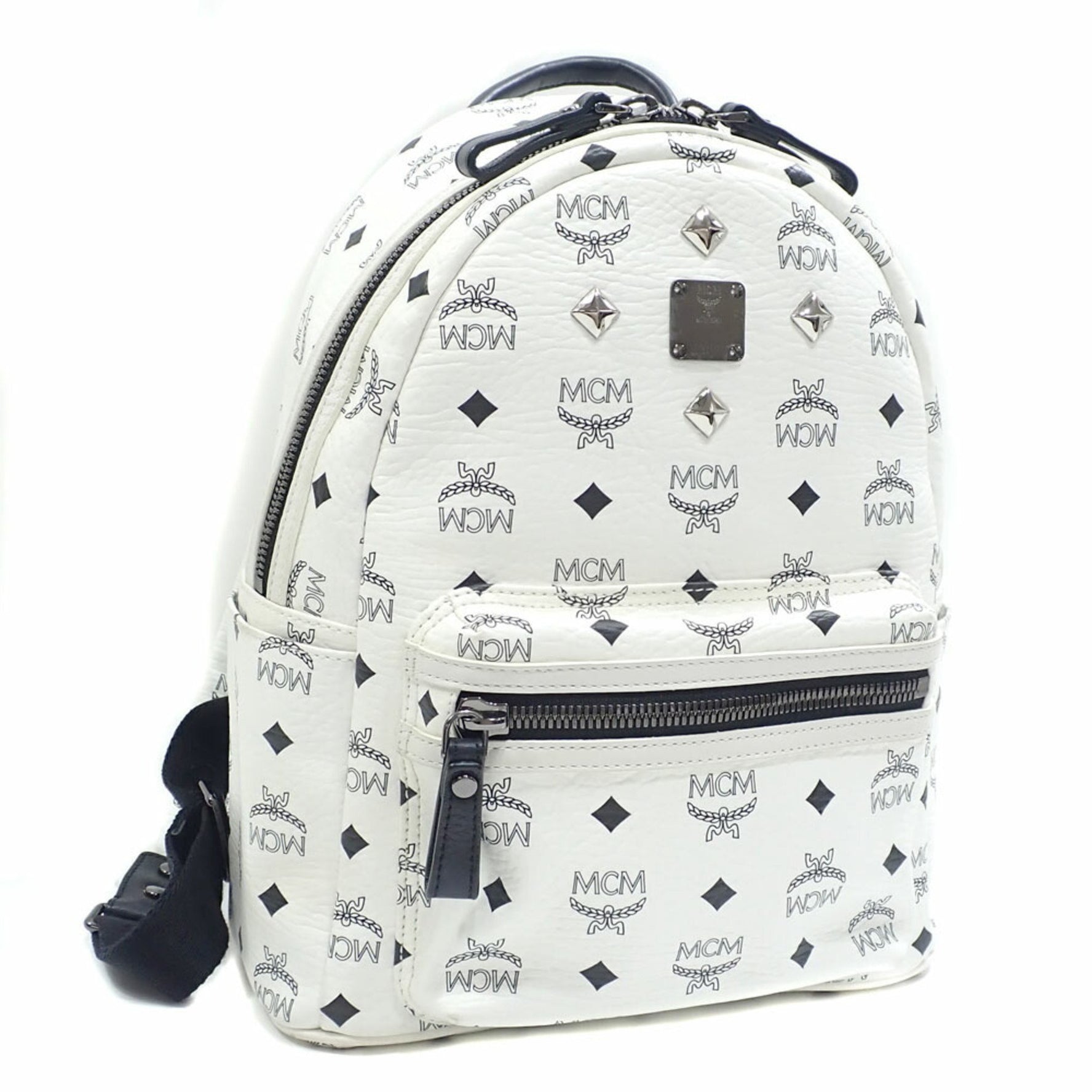 MCM Stark Backpack in Visetos, PVC Leather, Studded, MMK