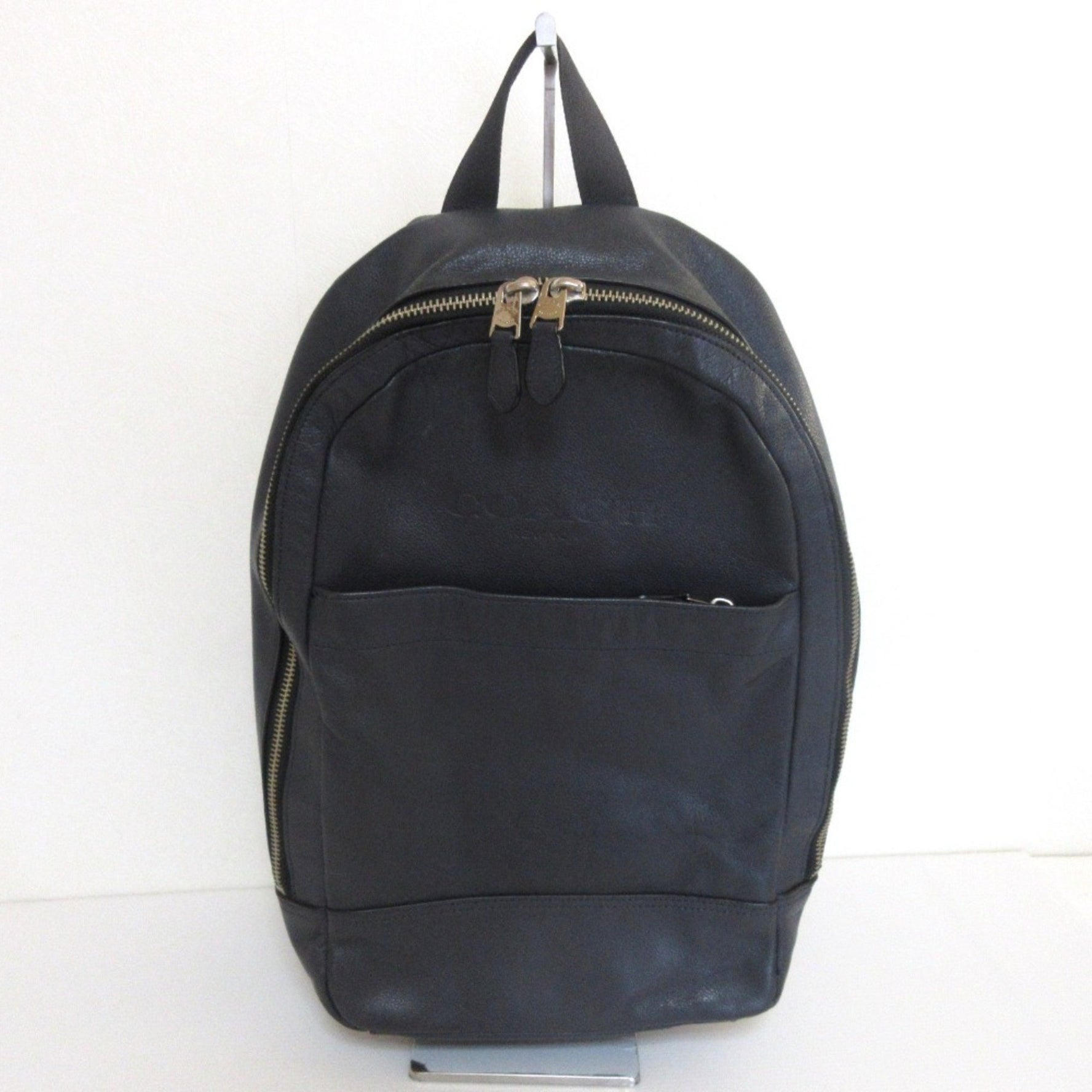 COACH Leather Charles Slim Backpack Sport Calf Rucksack Black Navy Men's