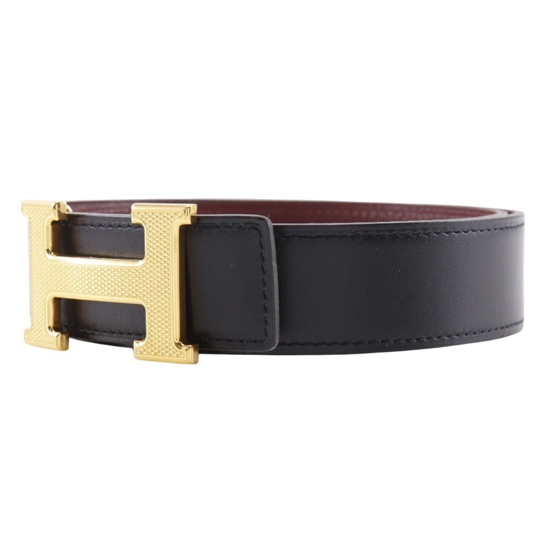 Hermes Hermès Constance Belt, Reversible H-Belt, Box Calf and Togo, 2008, Black/Red, Size L