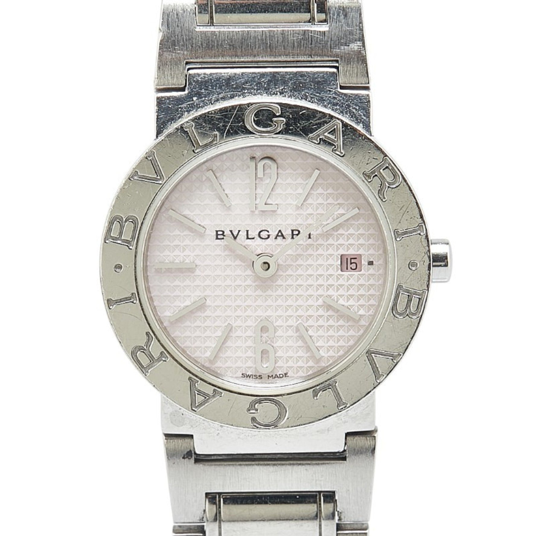 BVLGARI Watch Quartz Pink Dial Stainless Steel Ladies