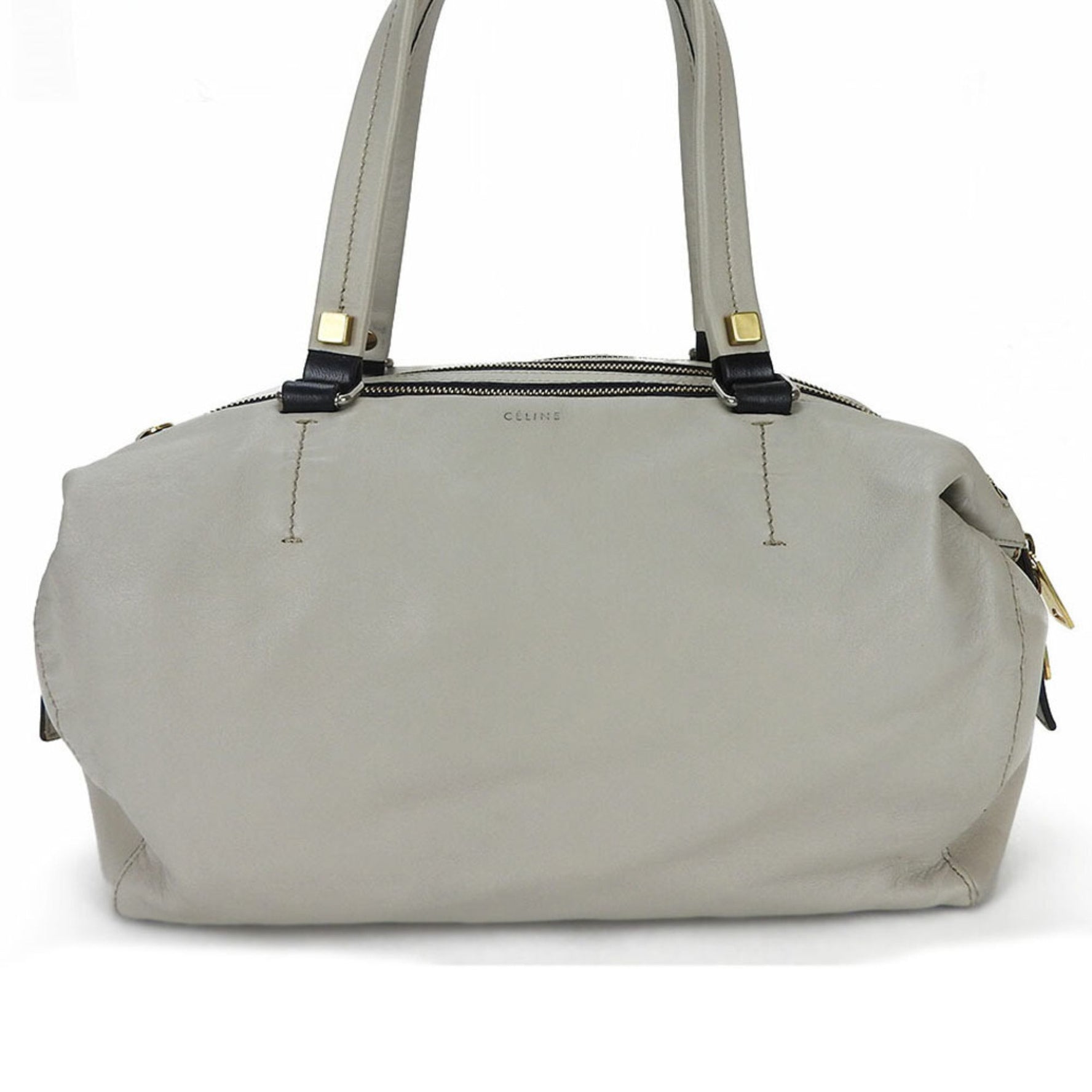 CELINE Hand Bag Marine Small Boston Leather Light Gray Ladies boston gray