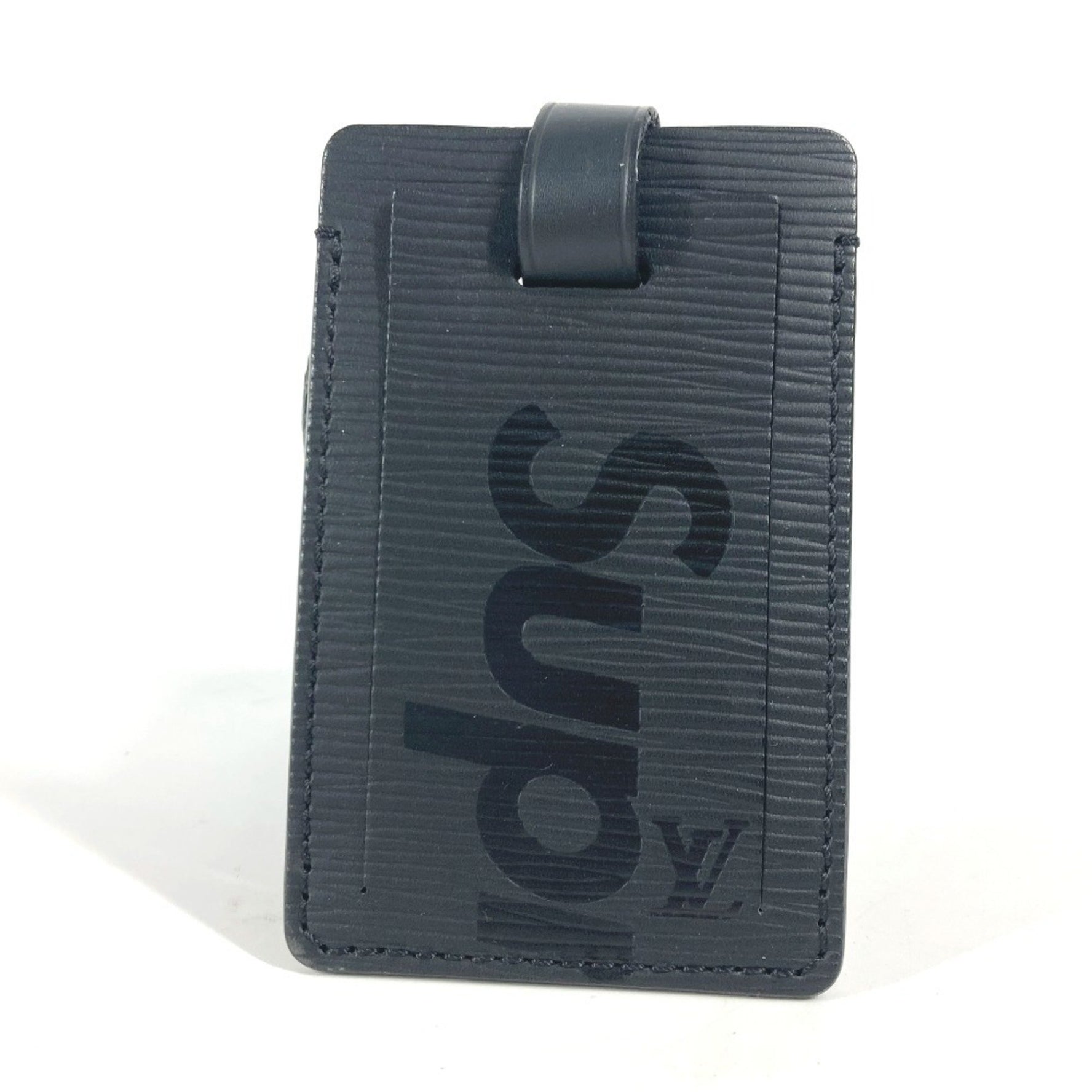 Louis Vuitton Epi Supreme Collaboration Bag Charm Keychain Name Tag Leather Men's Noir Black