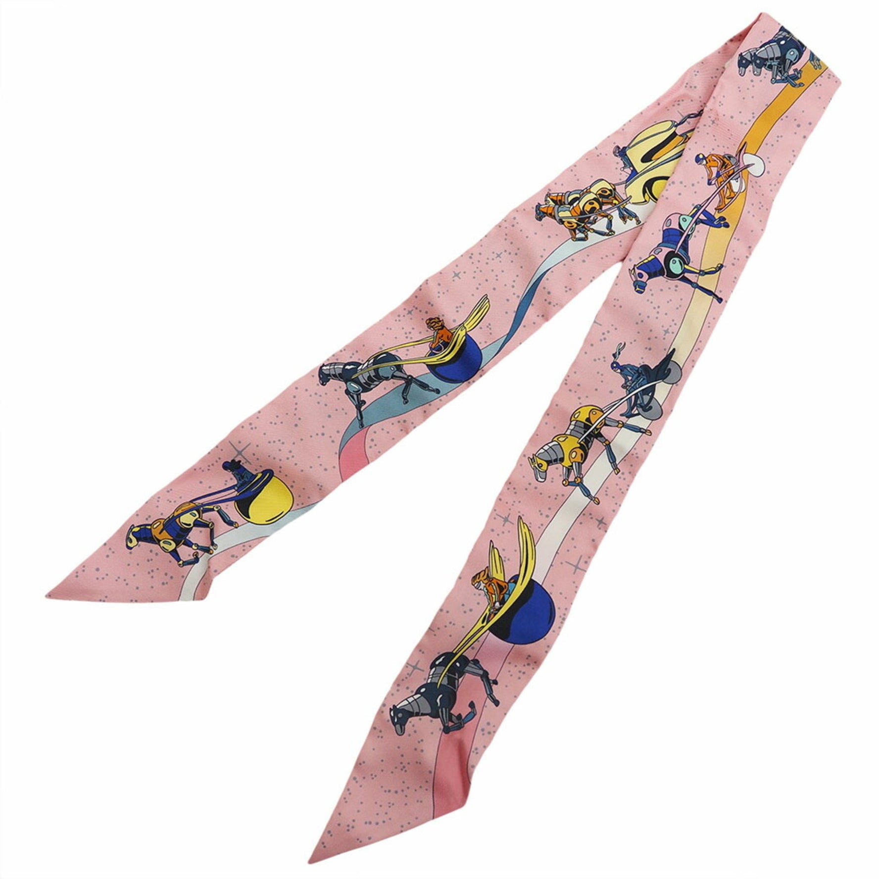 Hermes Twilly Scarf Muffler Space Derby Rose (Pink) Silk Ribbon
