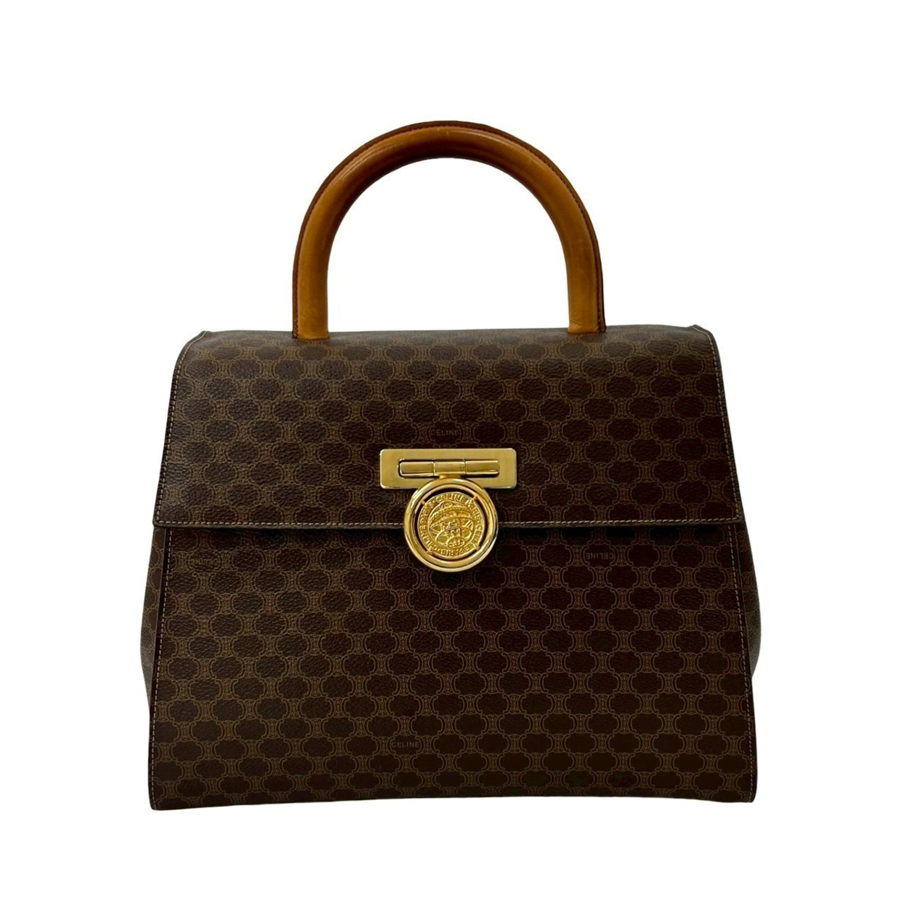 CELINE Macadam Blason Triomphe Medal and Coin Motif Leather Handbag