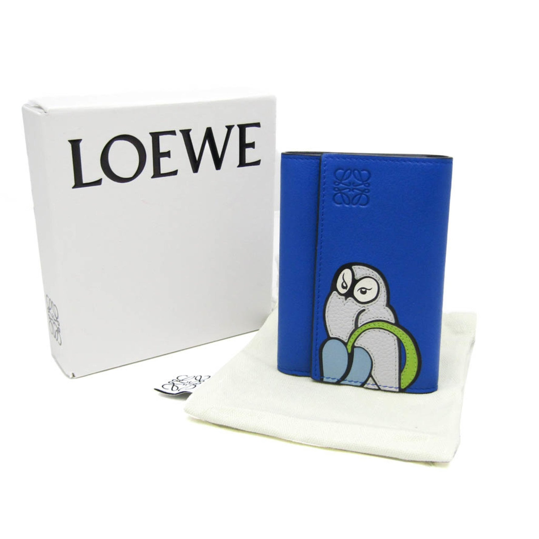 Loewe Men,Women Leather Wallet (tri-fold) Blue,Multi-color