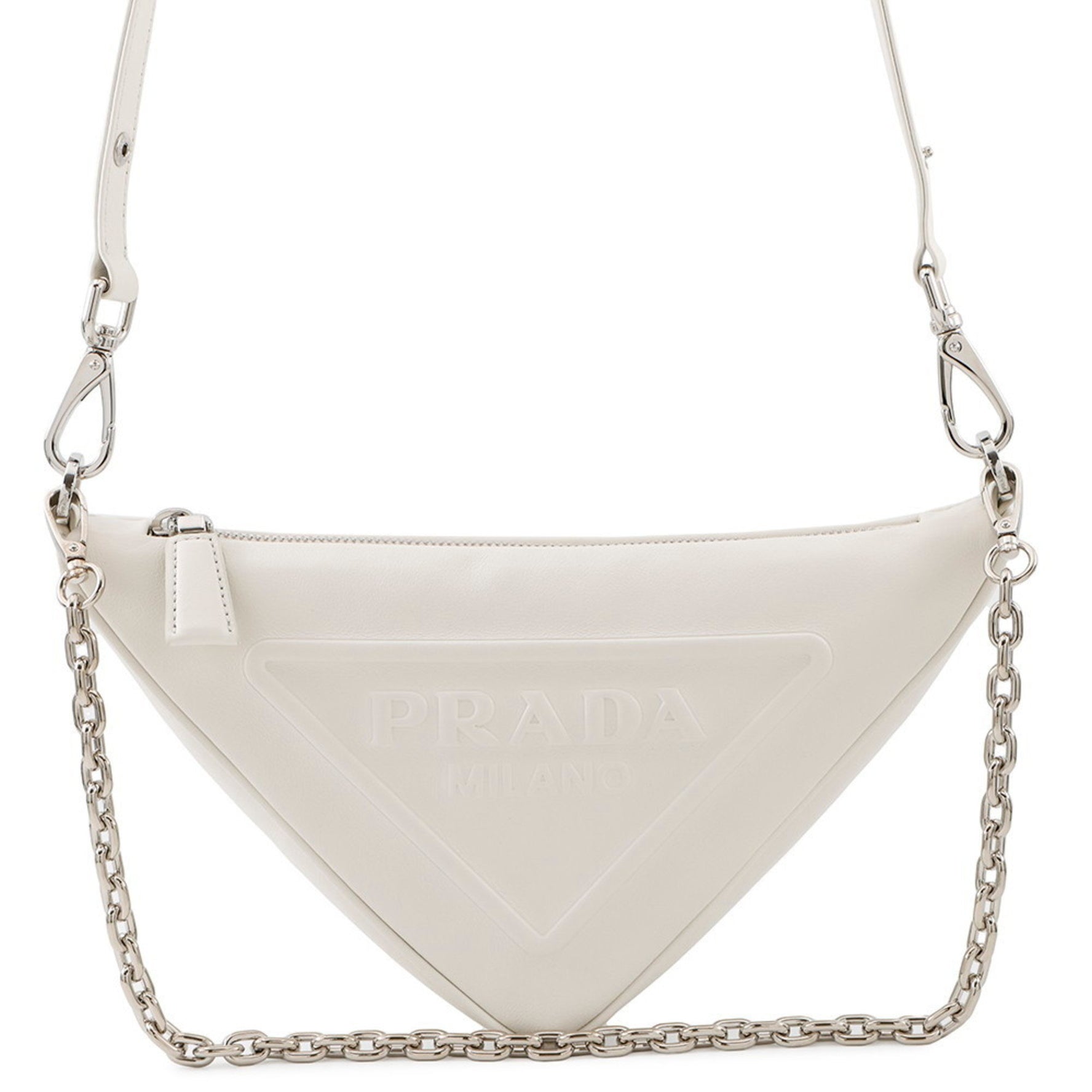Prada Triangle Shoulder Bag in Calfskin Leather -