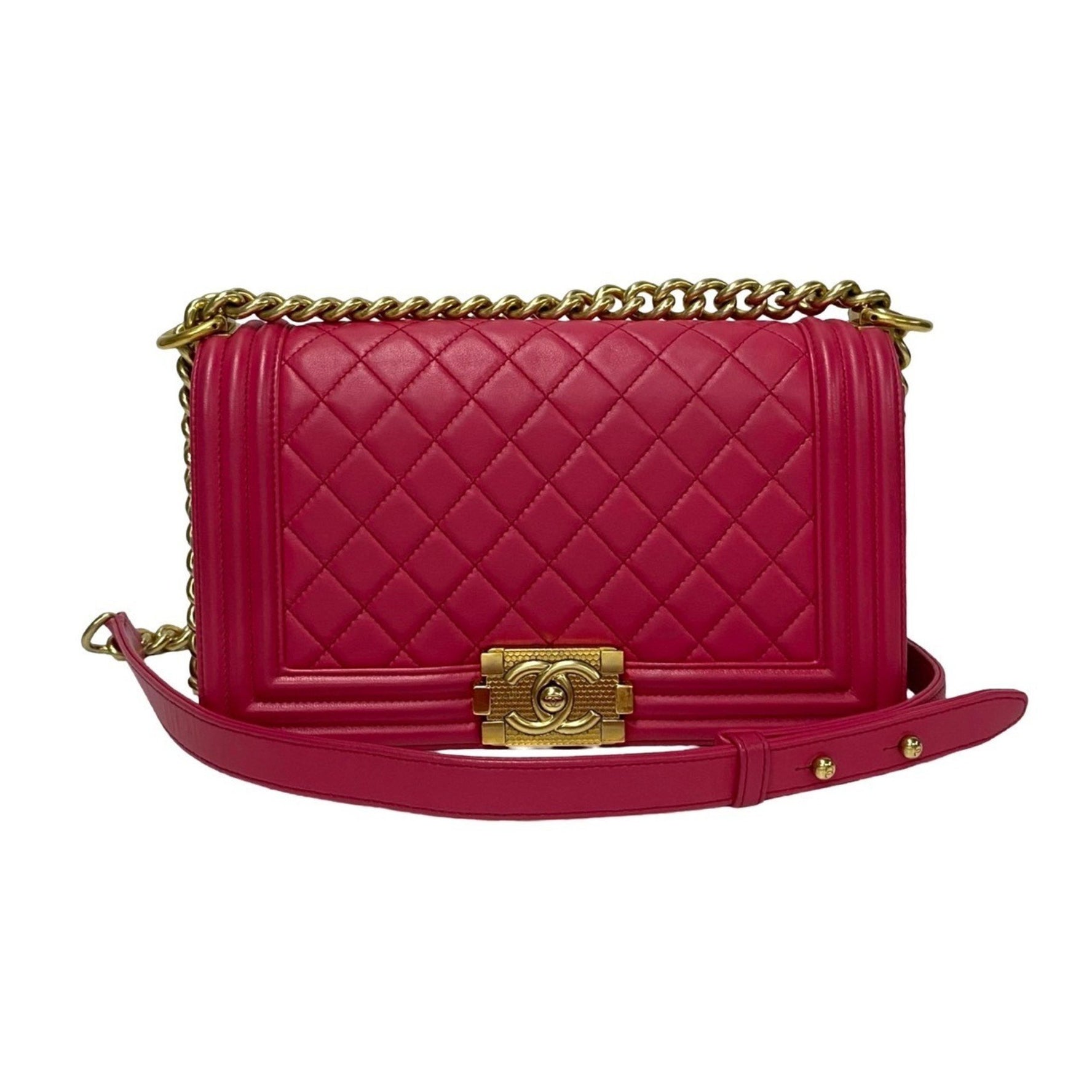 CHANEL Boy Lambskin Chain Shoulder Bag Pochette