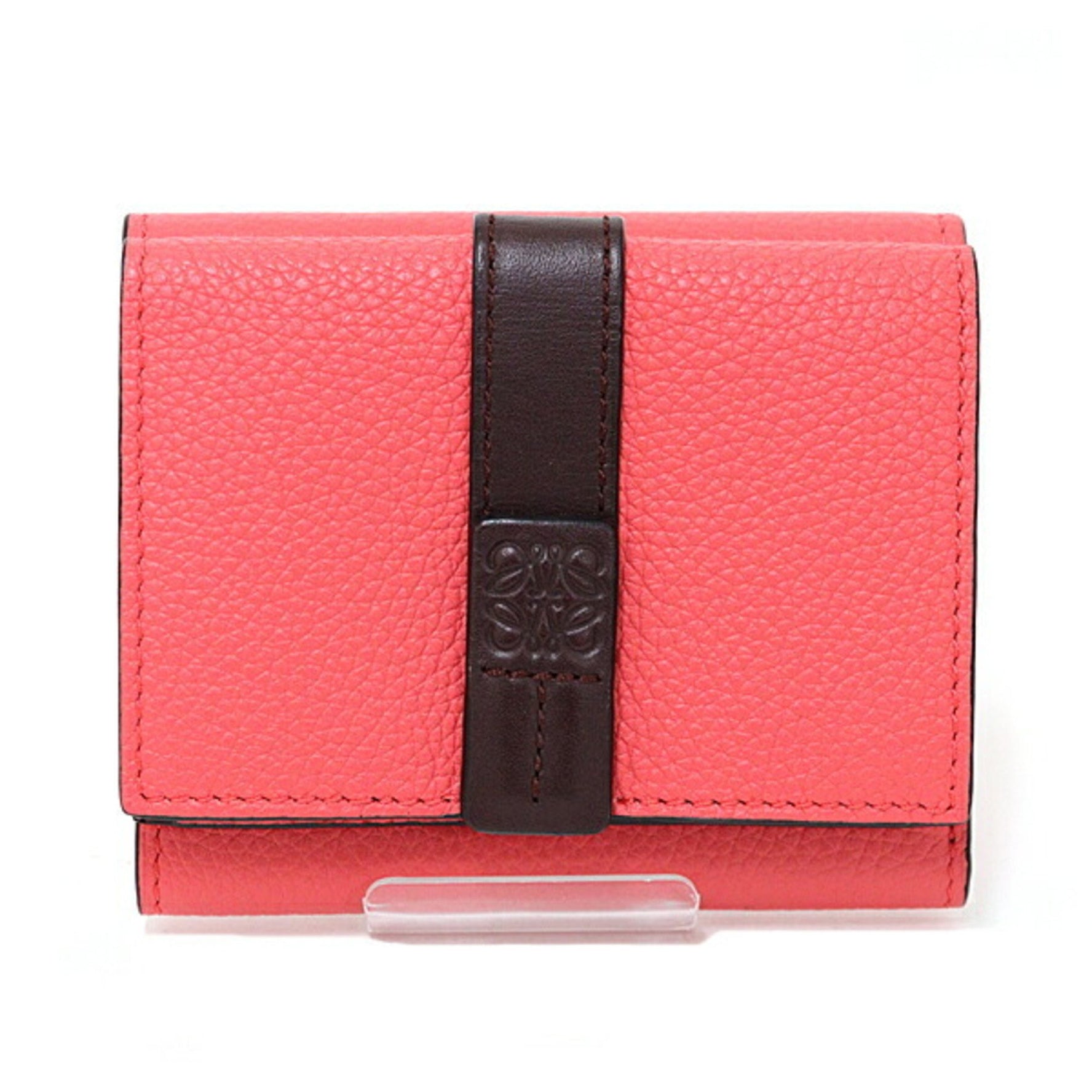 LOEWE Trifold Wallet, Compact Soft Grain Calfskin, Pink, S