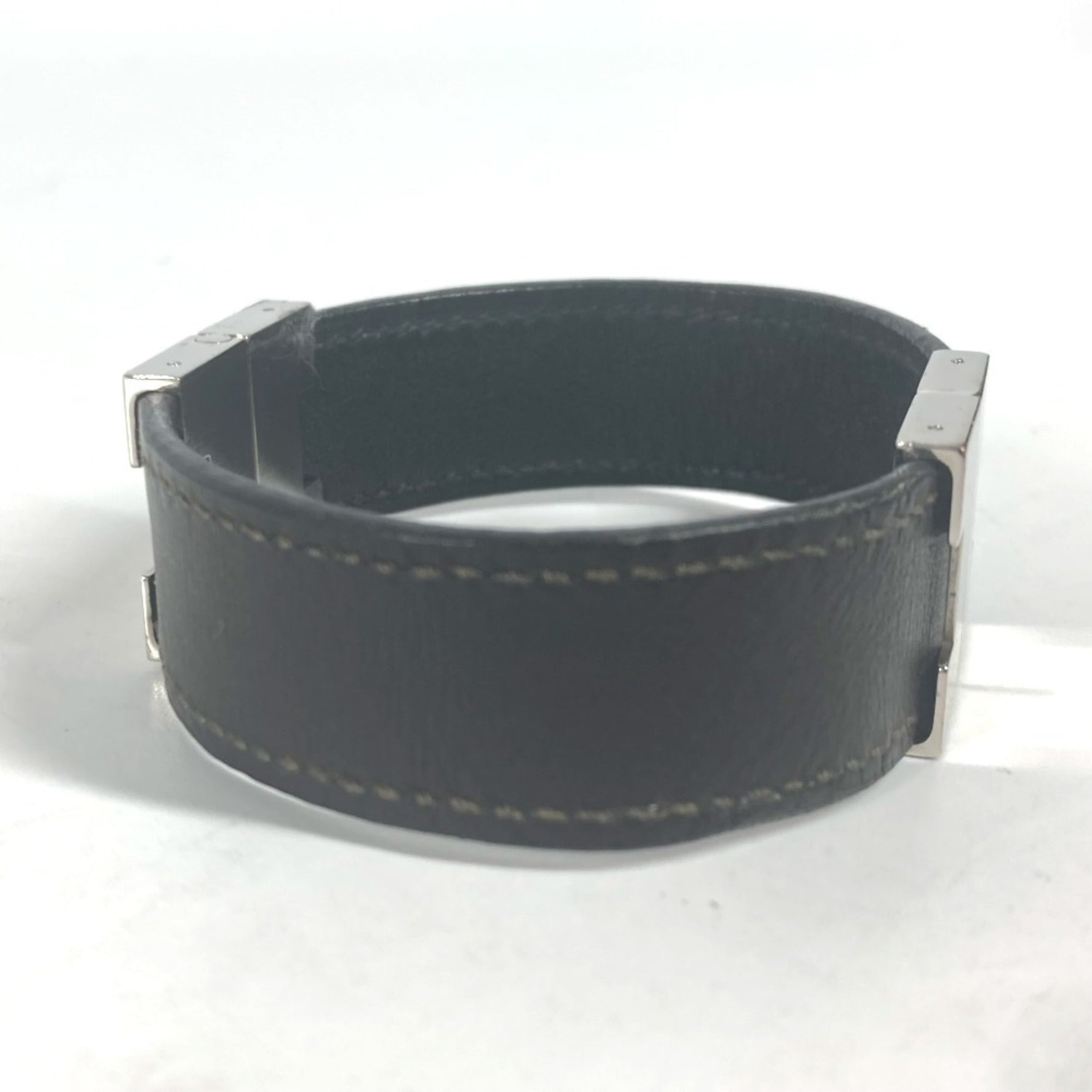 HERMES Lurie H Bracelet Leather Black