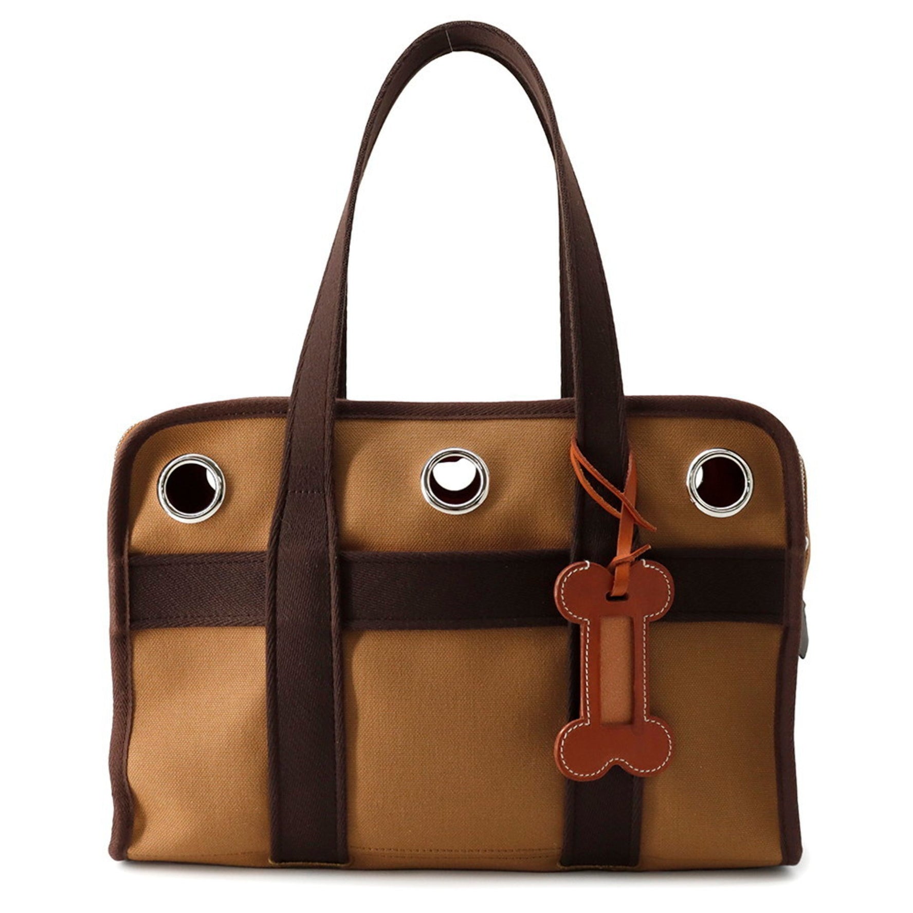Hermes Dog Carrier Bag Fauve Fout Toile H U Stamp