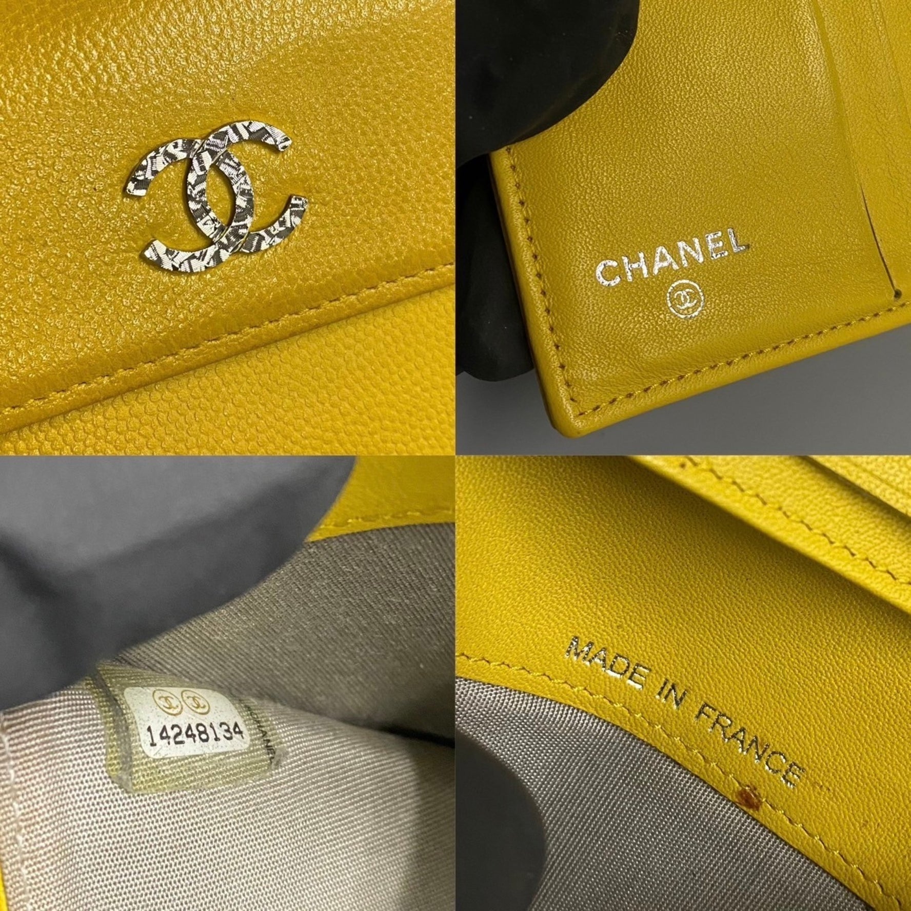 CHANEL Caviar skin leather W bifold wallet compact