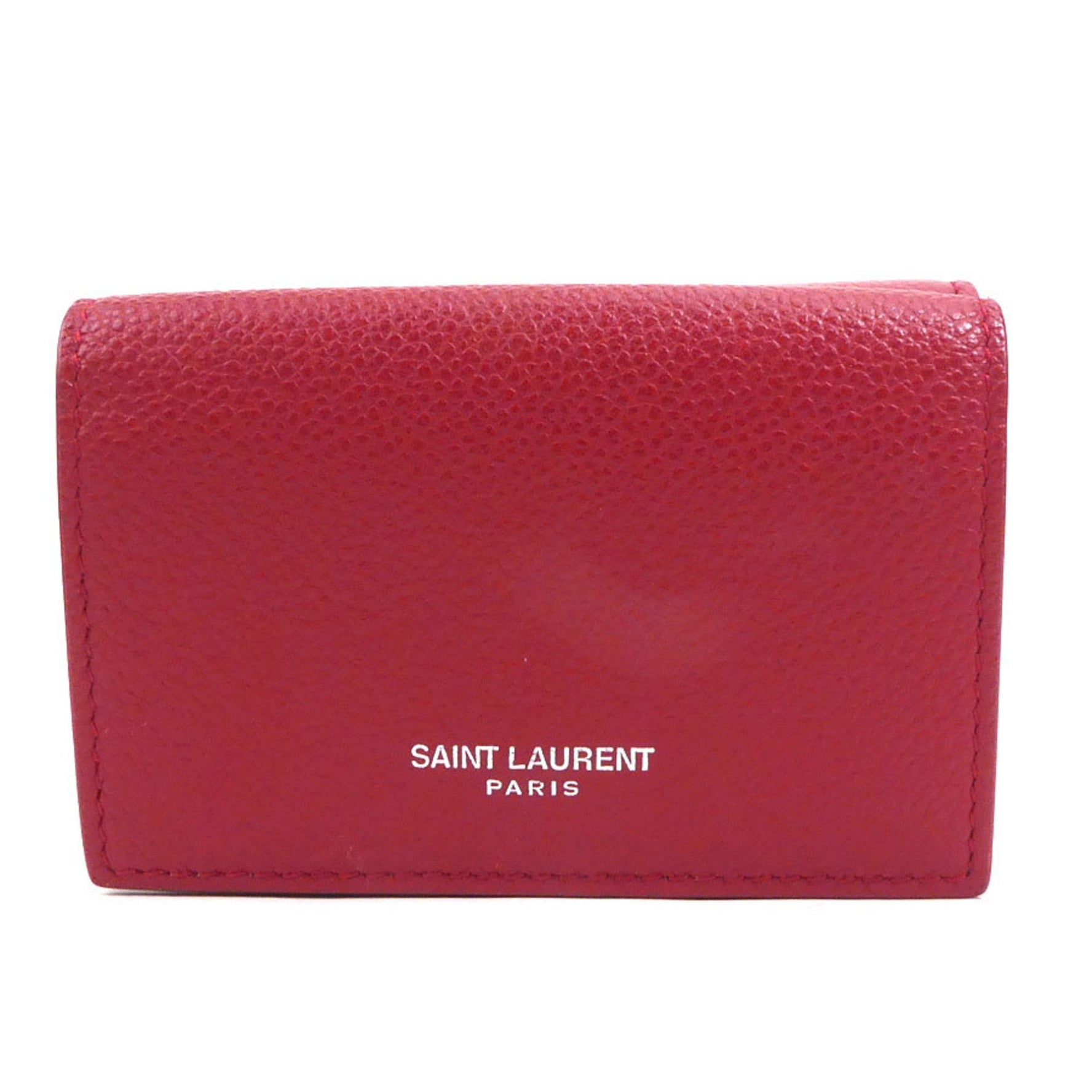 Saint Laurent Trifold Wallet Leather Red Unisex