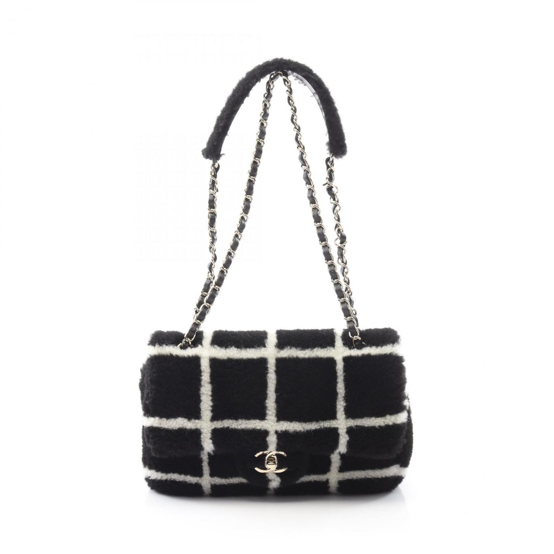 Chanel Coco Mark Shoulder Bag, Mouton, Black and White