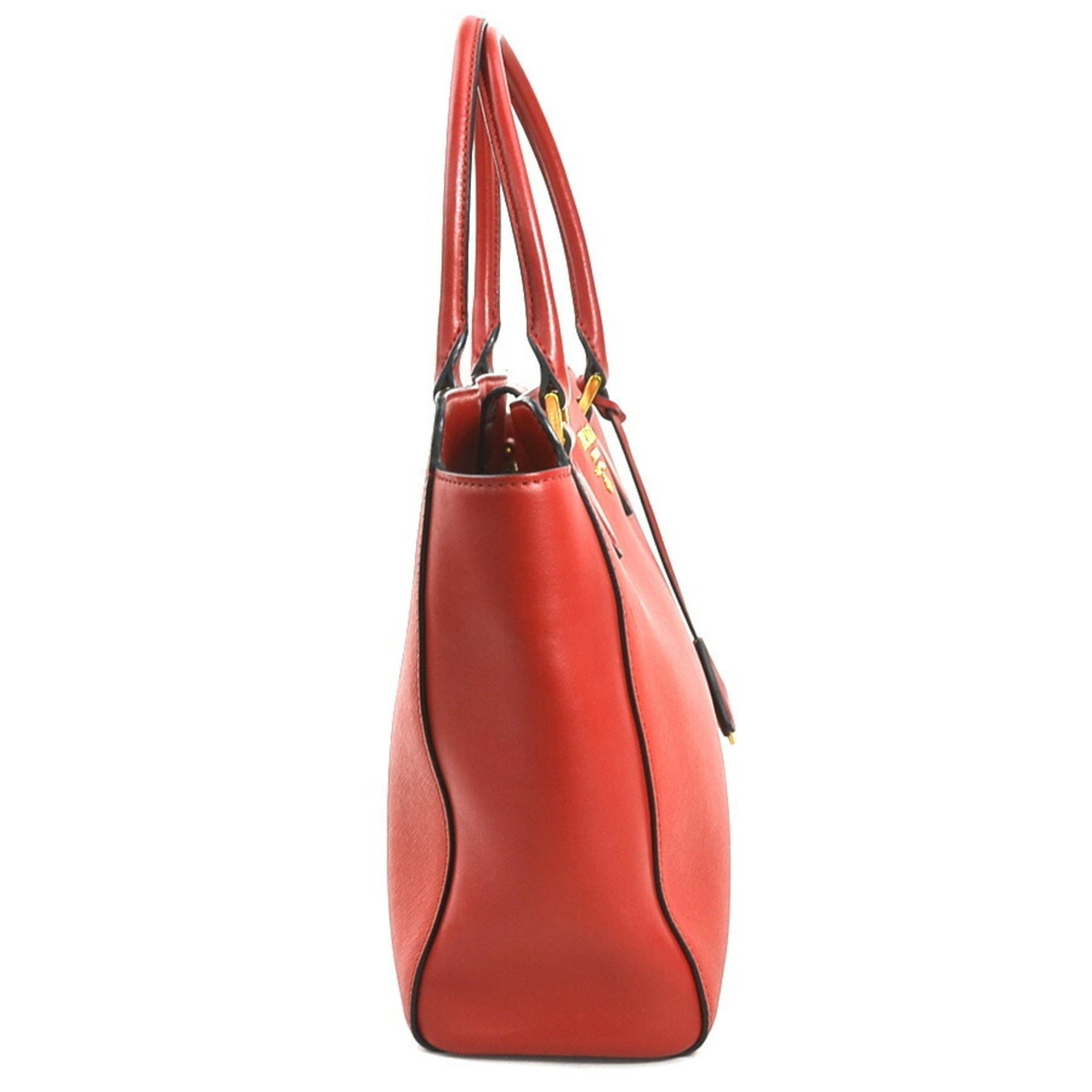 PRADA handbag shoulder bag leather red gold ladies