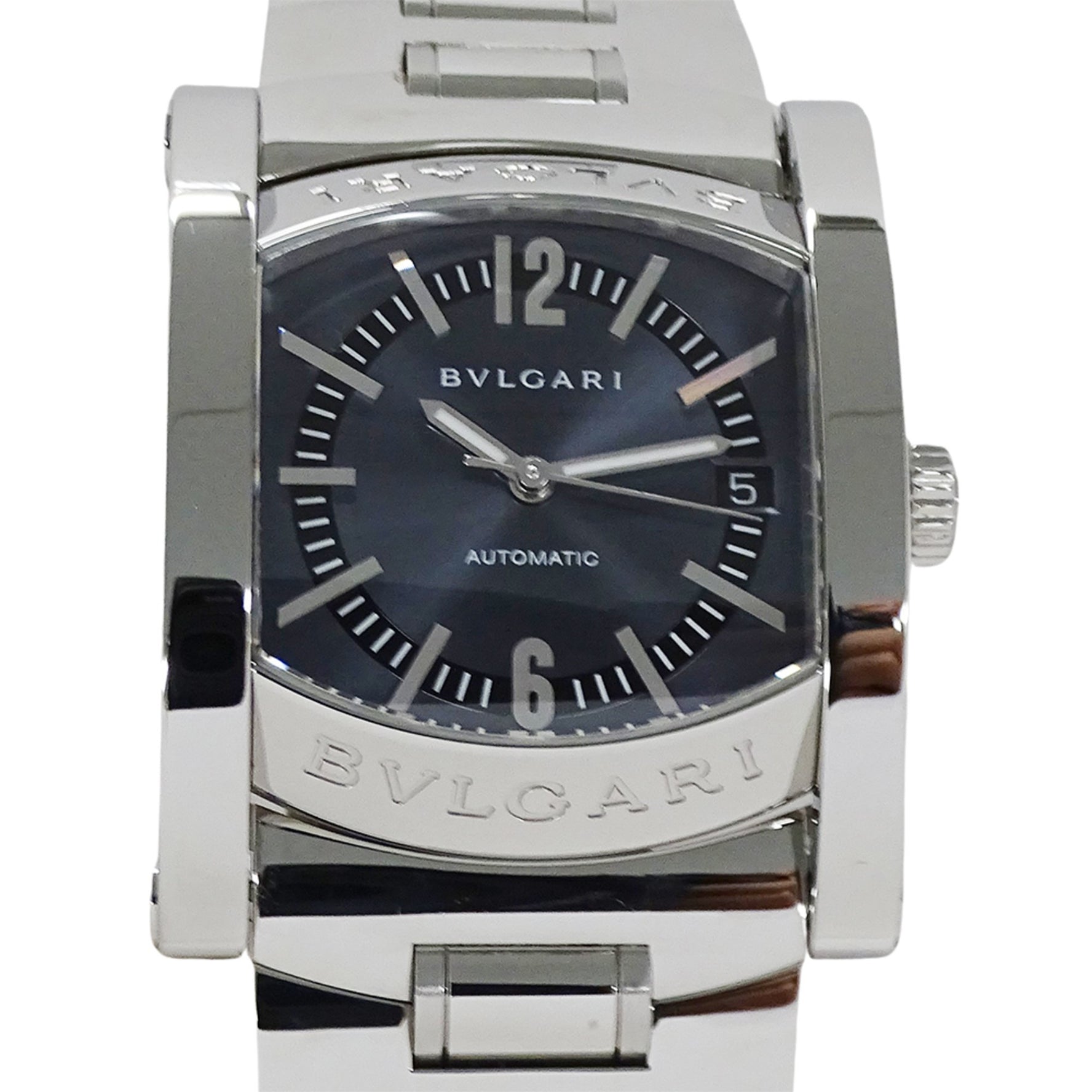 Bvlgari Watch Brand Assioma Date Automatic AT Stainless Steel SS Silver Navy Polished
