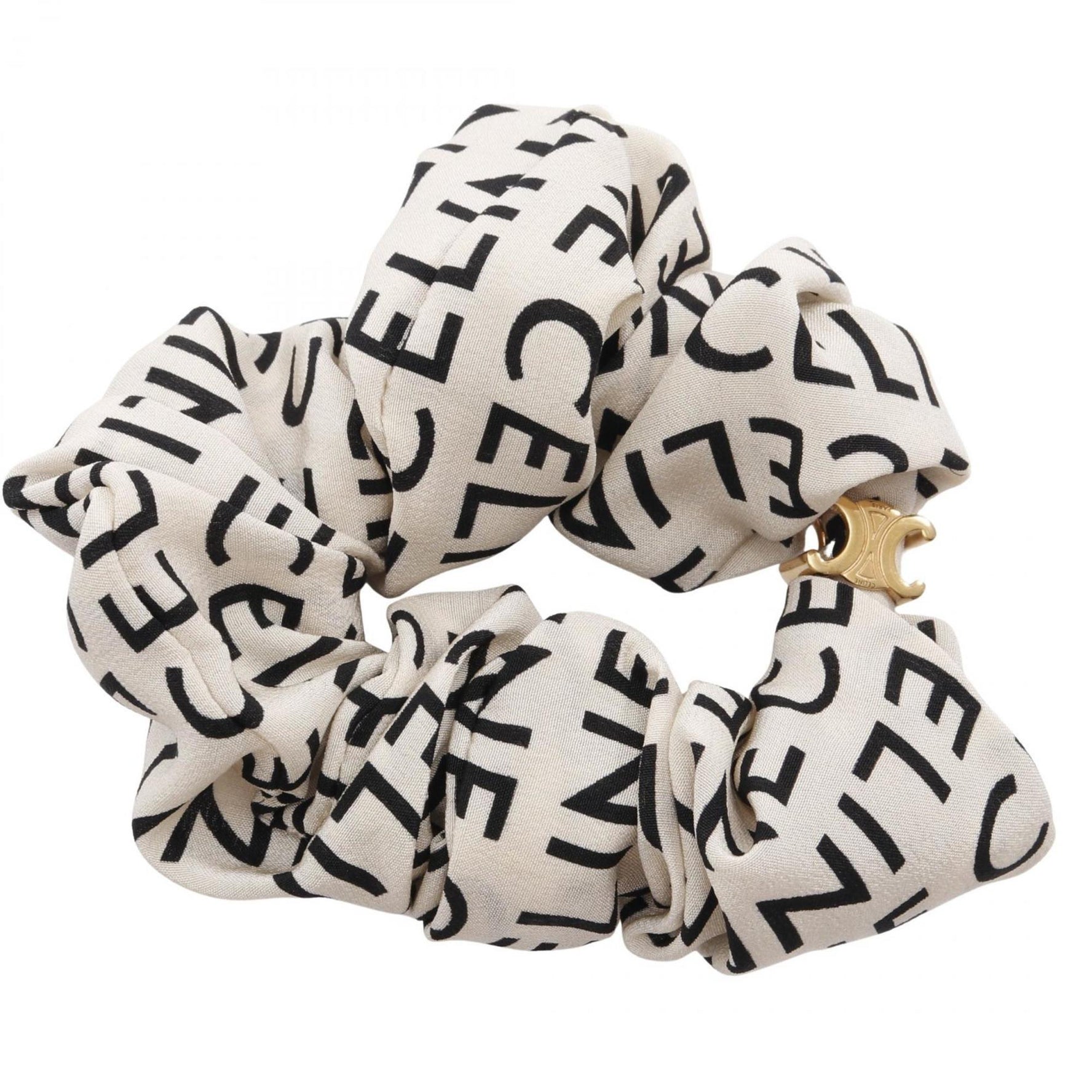 Celine Triomphe Silk Accessories in Beige and Black