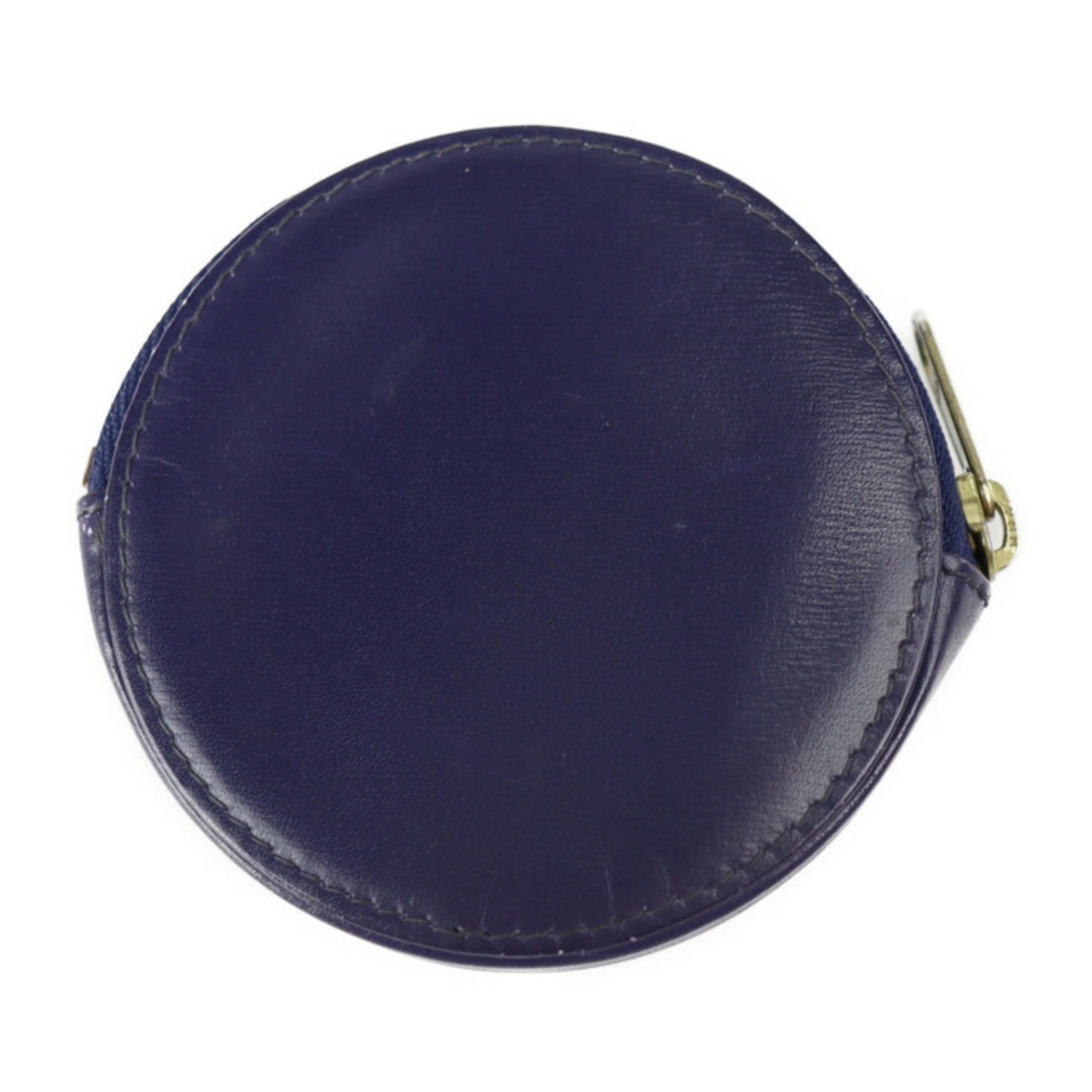CELINE Old Wallet/Coin Case - Leather Purple Navy Circle Round Coin Purse