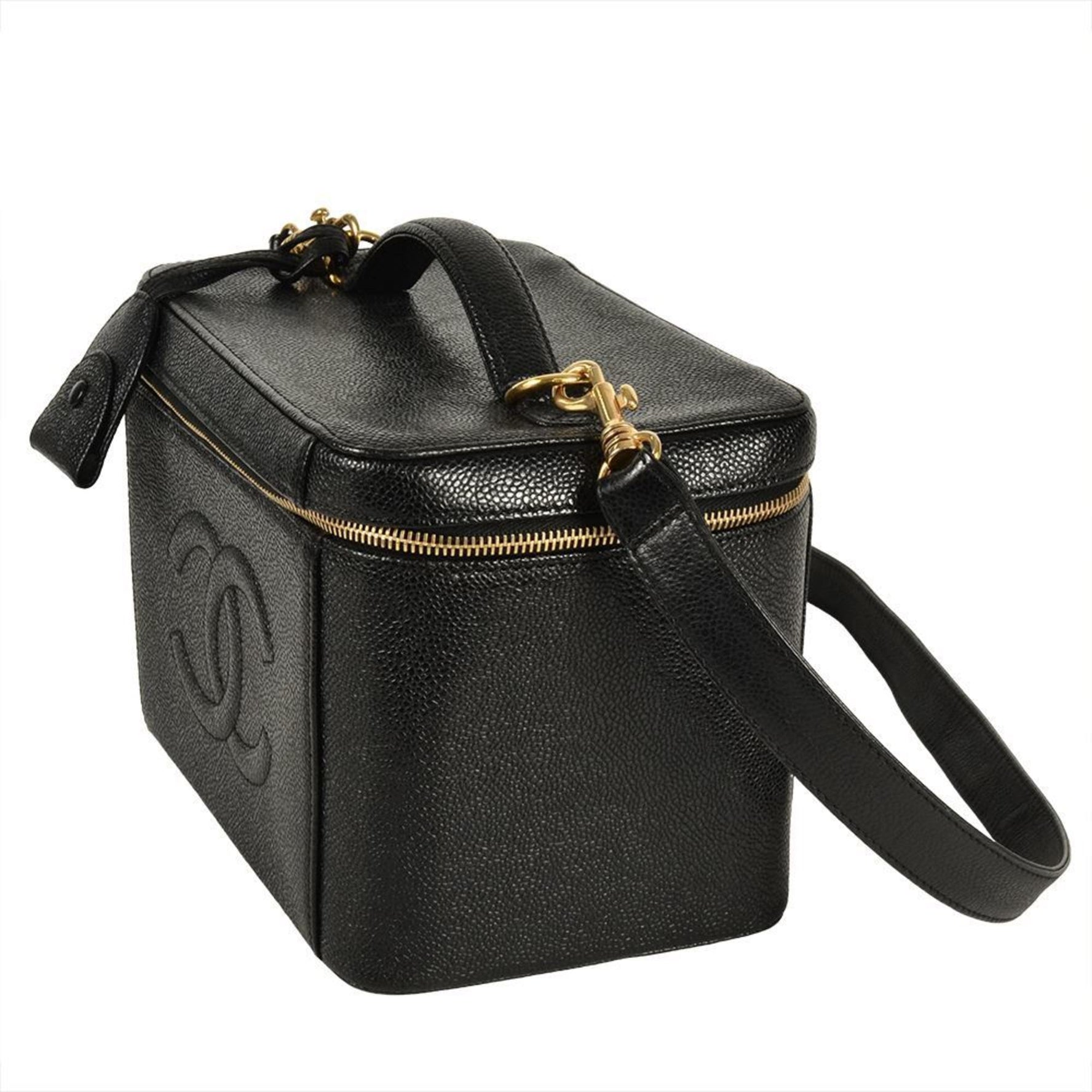 CHANEL Vanity Handbag Caviar Skin Coco Mark