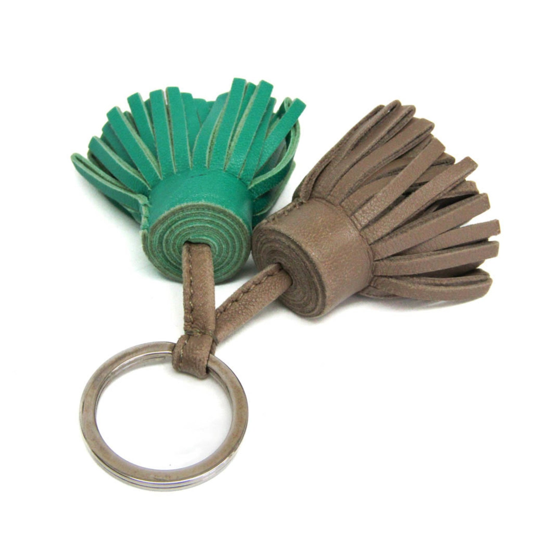 Hermes Carmen Uno Dos Keyring (Beige,Green)