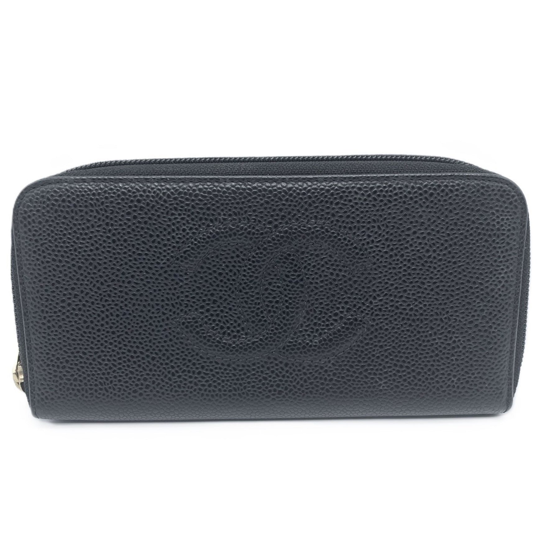 Chanel Round Long Wallet Coco Mark Caviar Skin No. 7