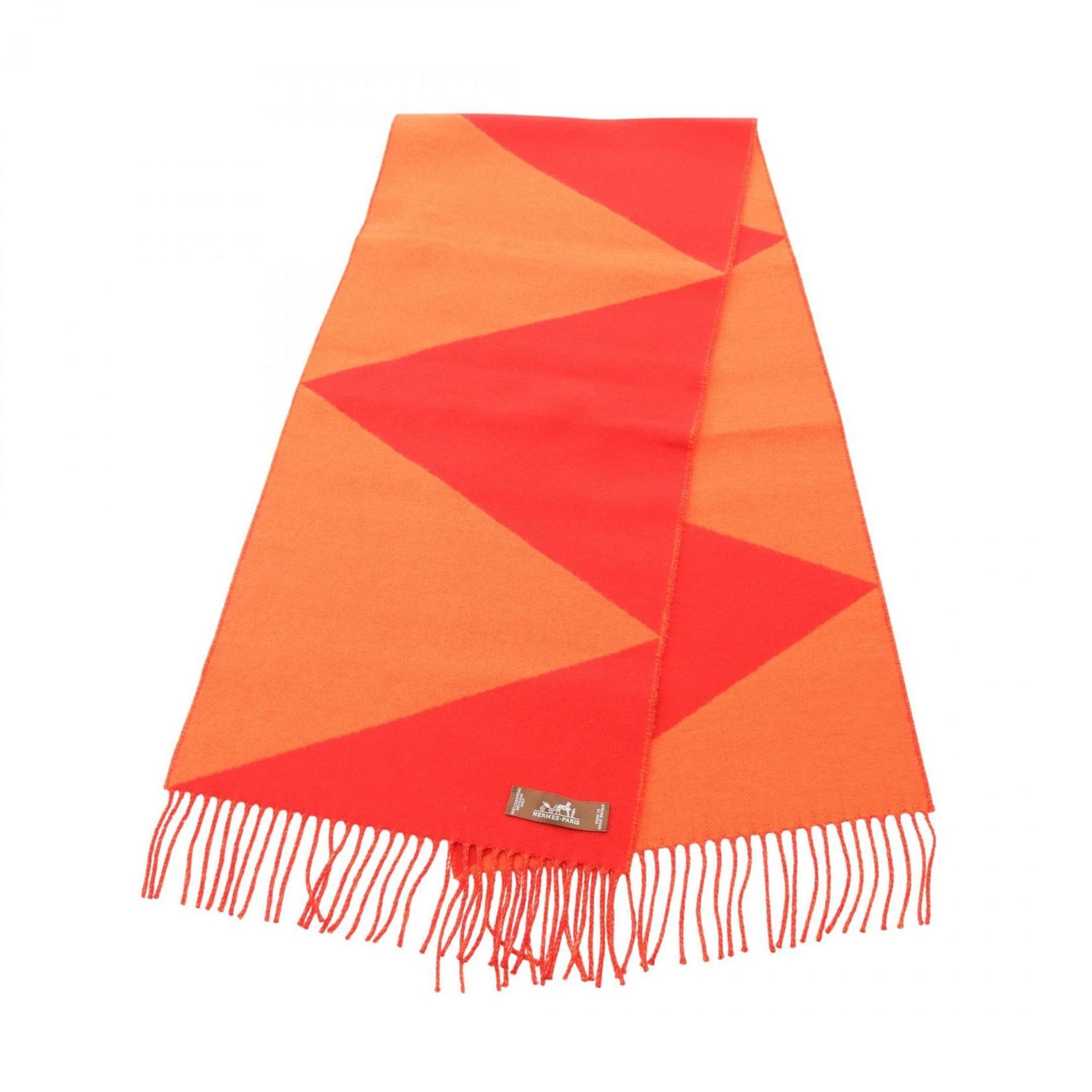 Hermes Hermès Kazak Zigzag Cashmere Scarf in Red and Orange