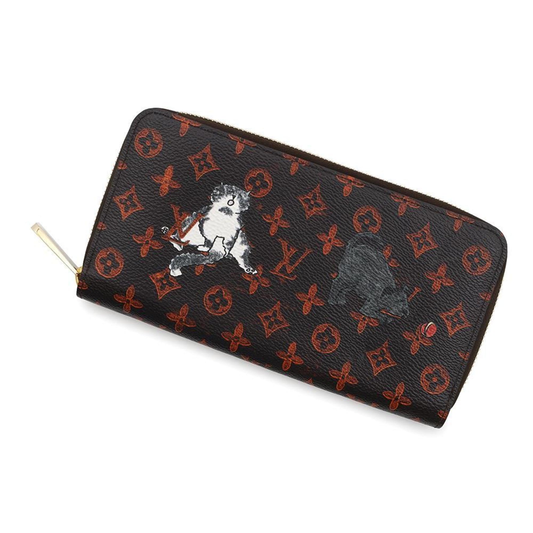 Louis Vuitton Long Wallet Transformed Monogram Catgram Zippy Cat Dog