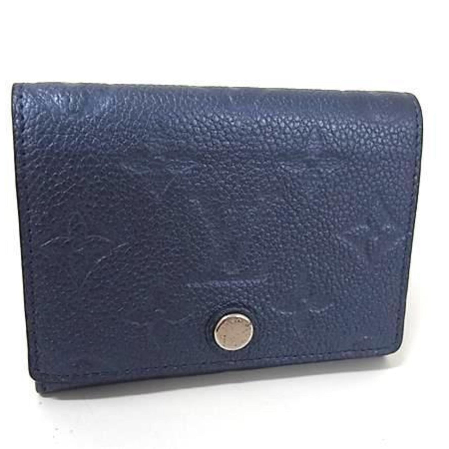 LOUIS VUITTON Envelope Carte de Visite Card Case in Metallic Navy, Monogram Empreinte Flight Mode