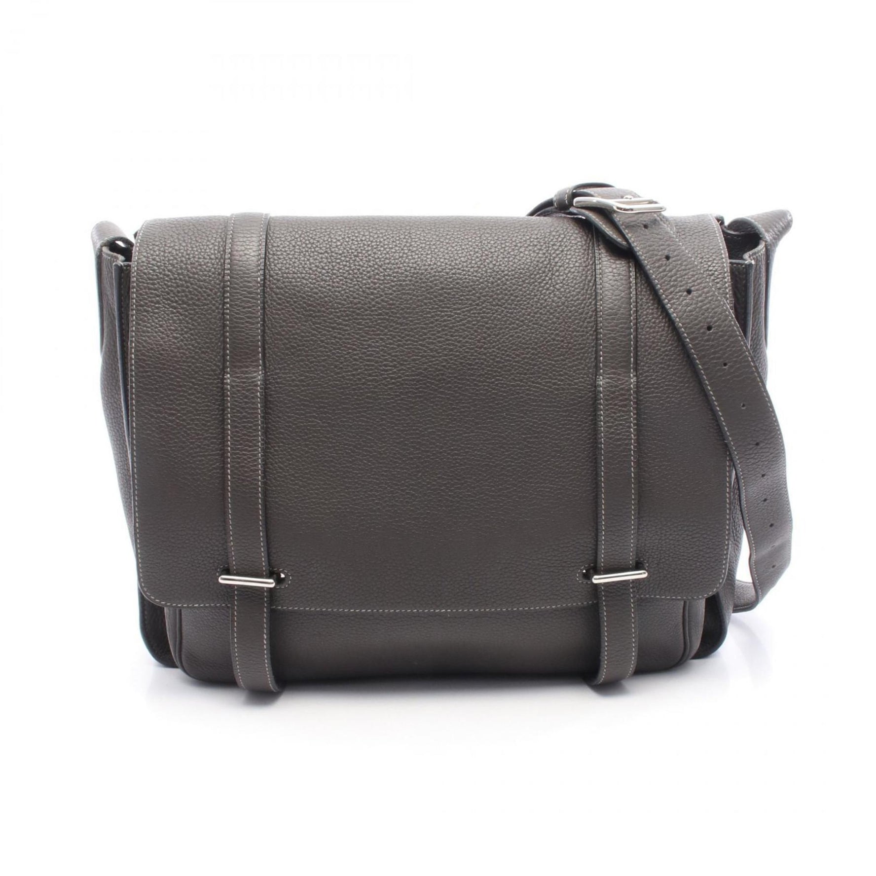 Hermes Hermès Steve Buzas 35 Graphite Shoulder Bag in Taurillon Leather, Gray