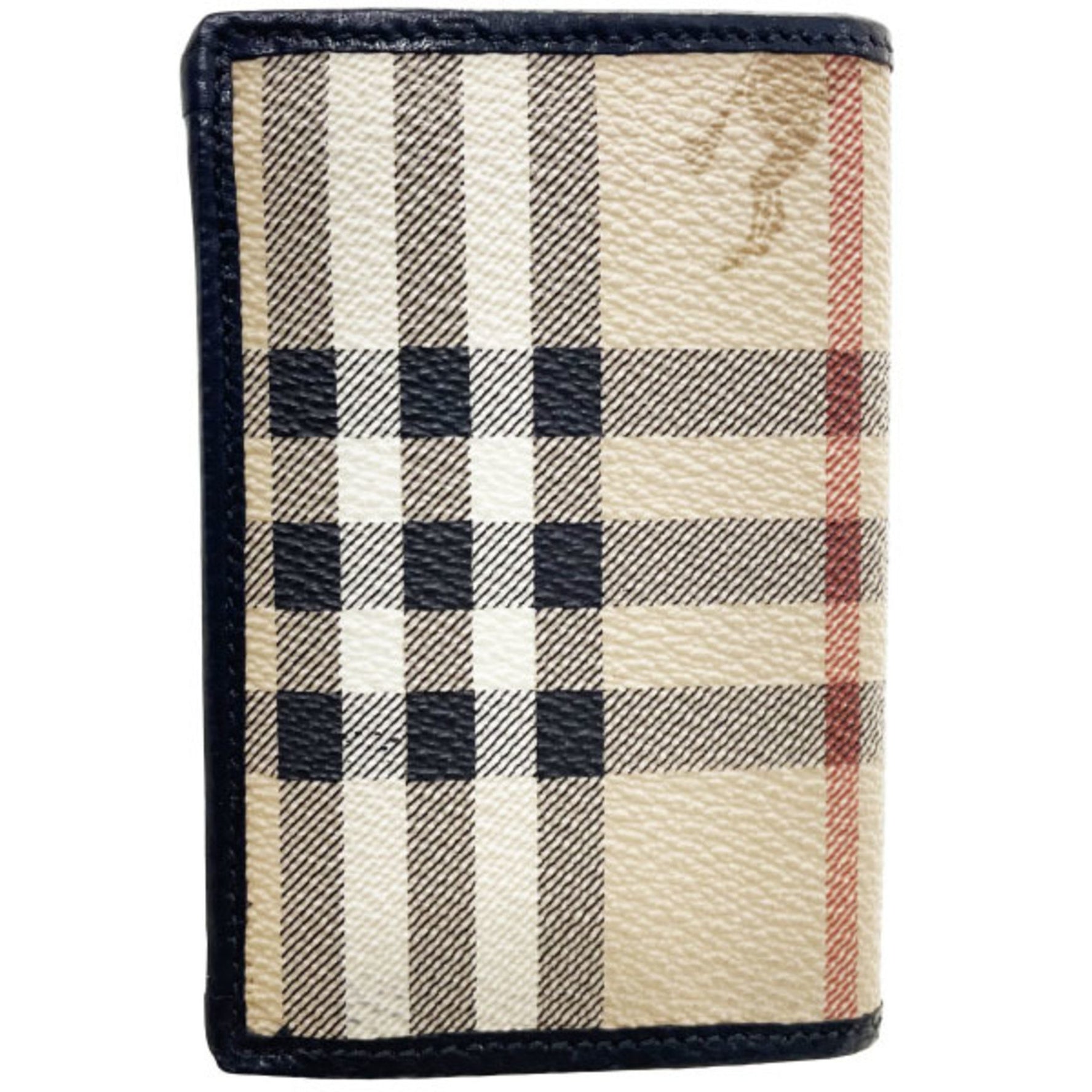 Burberry Business Card Holder PVC Leather Beige Black Burberrys Horse Mark