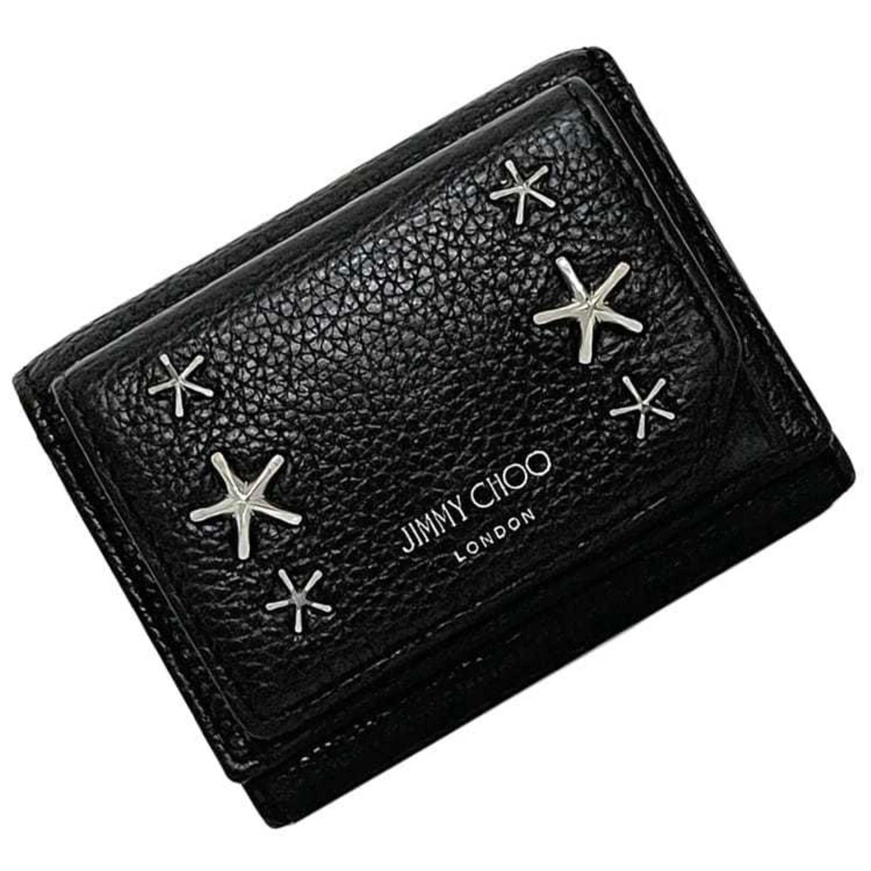 Jimmy Choo Tri-fold Wallet Star Studs Leather Studded Folding Compact Ladies Mini