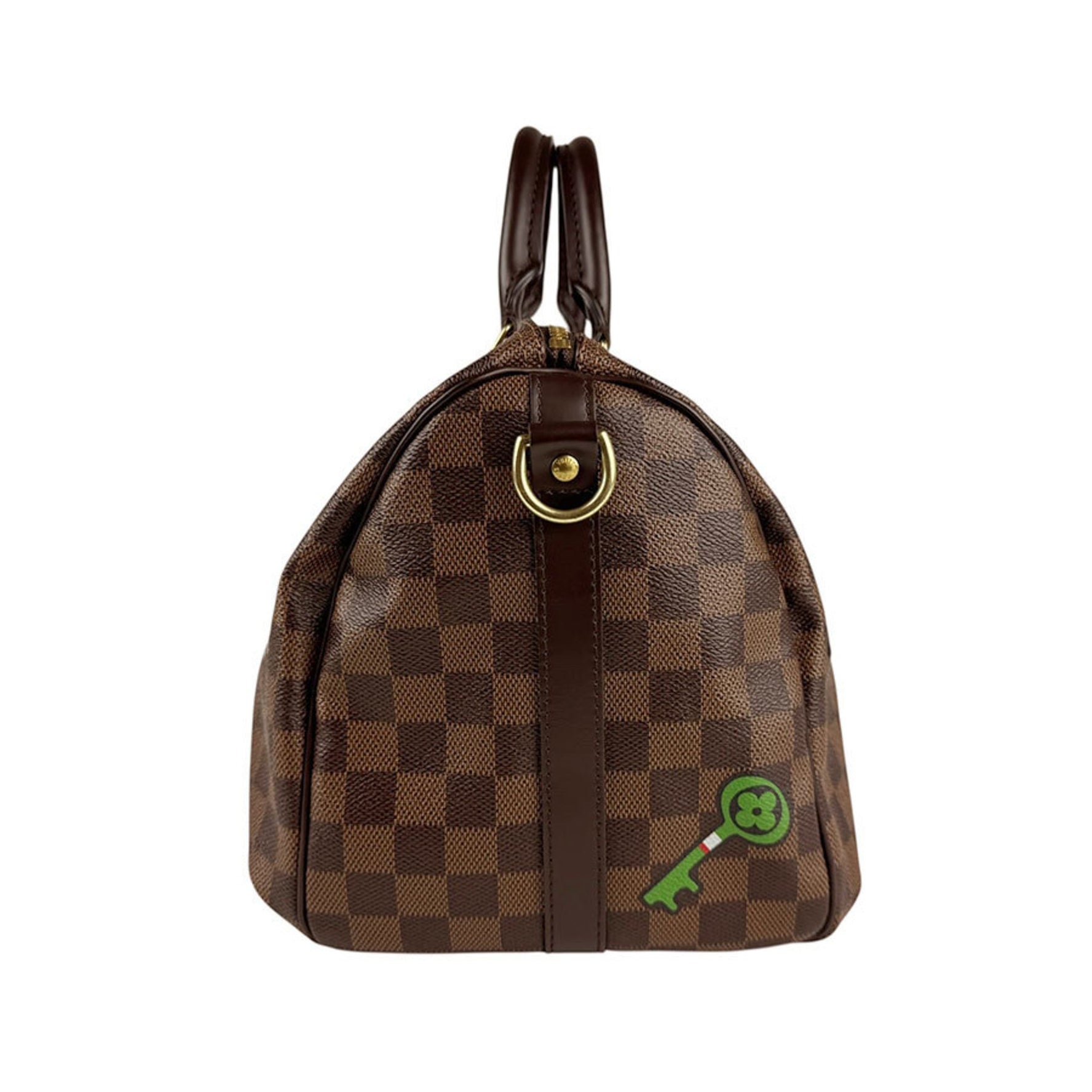Louis Vuitton Damier Speedy Bandouliere 30 Handbag Shoulder Bag in Canvas Brown, Multicolor, and Gold