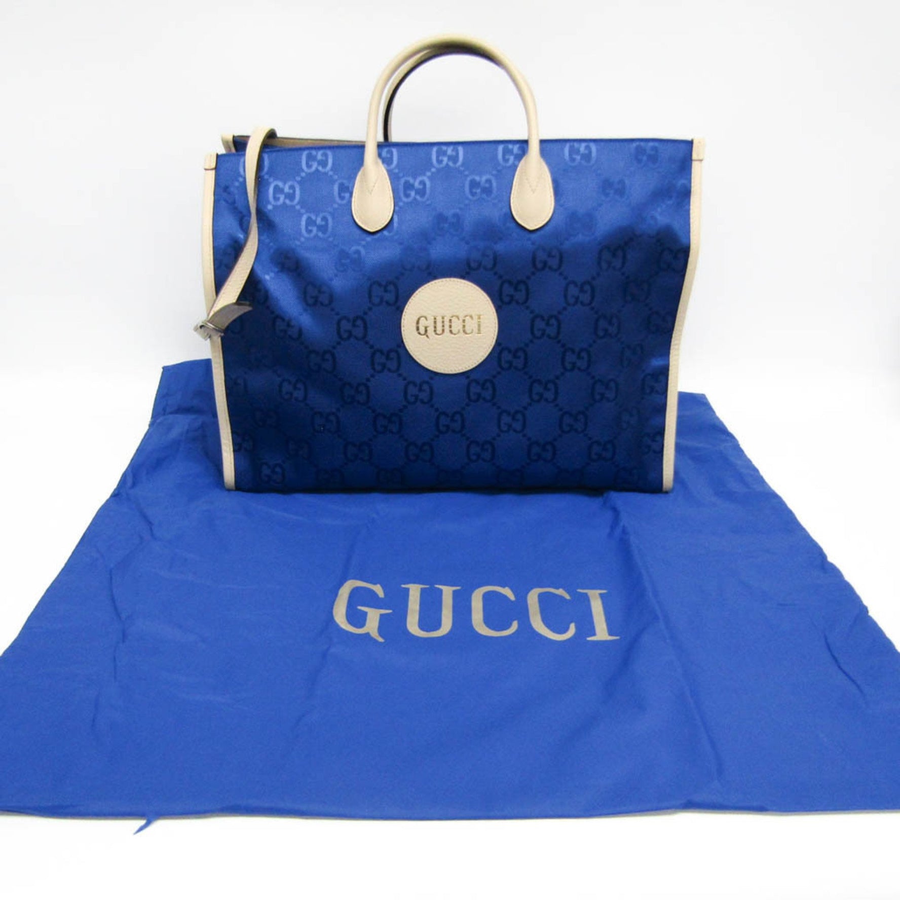Gucci Off The Grid GG Men,Women Nylon Canvas,Leather Handbag,Shoulder Bag Blue,Off-white