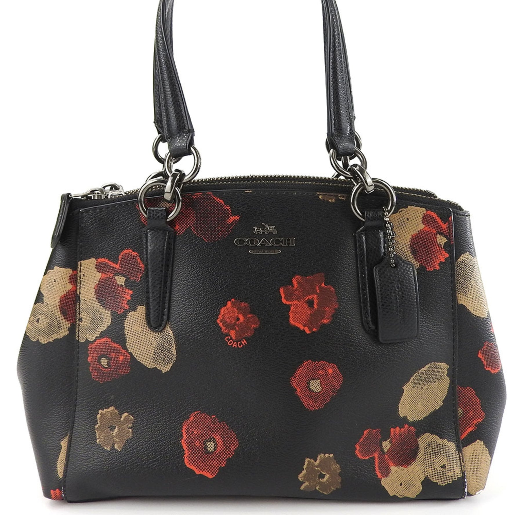 Coach handbag leather black red