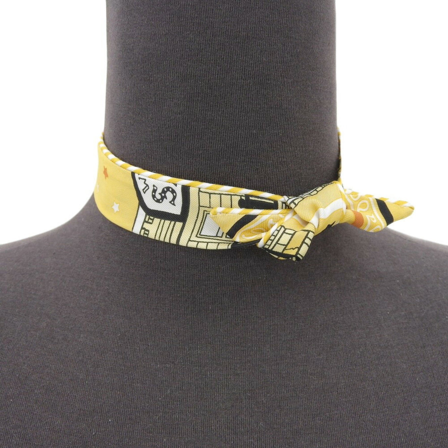 Hermes Hermès Twilly Doll Yellow Candy Paris Station Scarf Muffler Silk Mir Camel Black