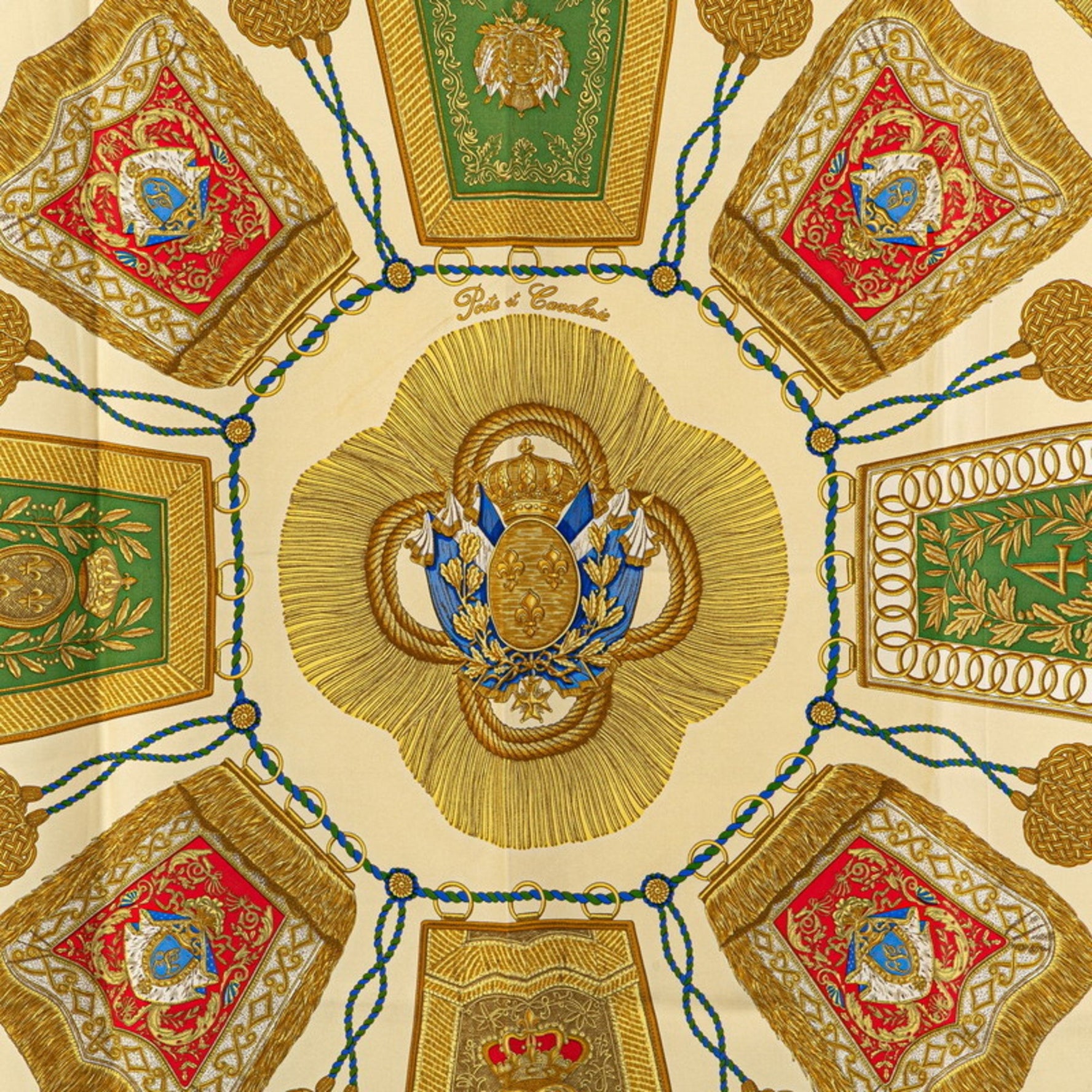 Hermes Hermès Carré 90 Poste et Cavalerie Saber Scarf, Beige, Gold, Multicolor, Silk