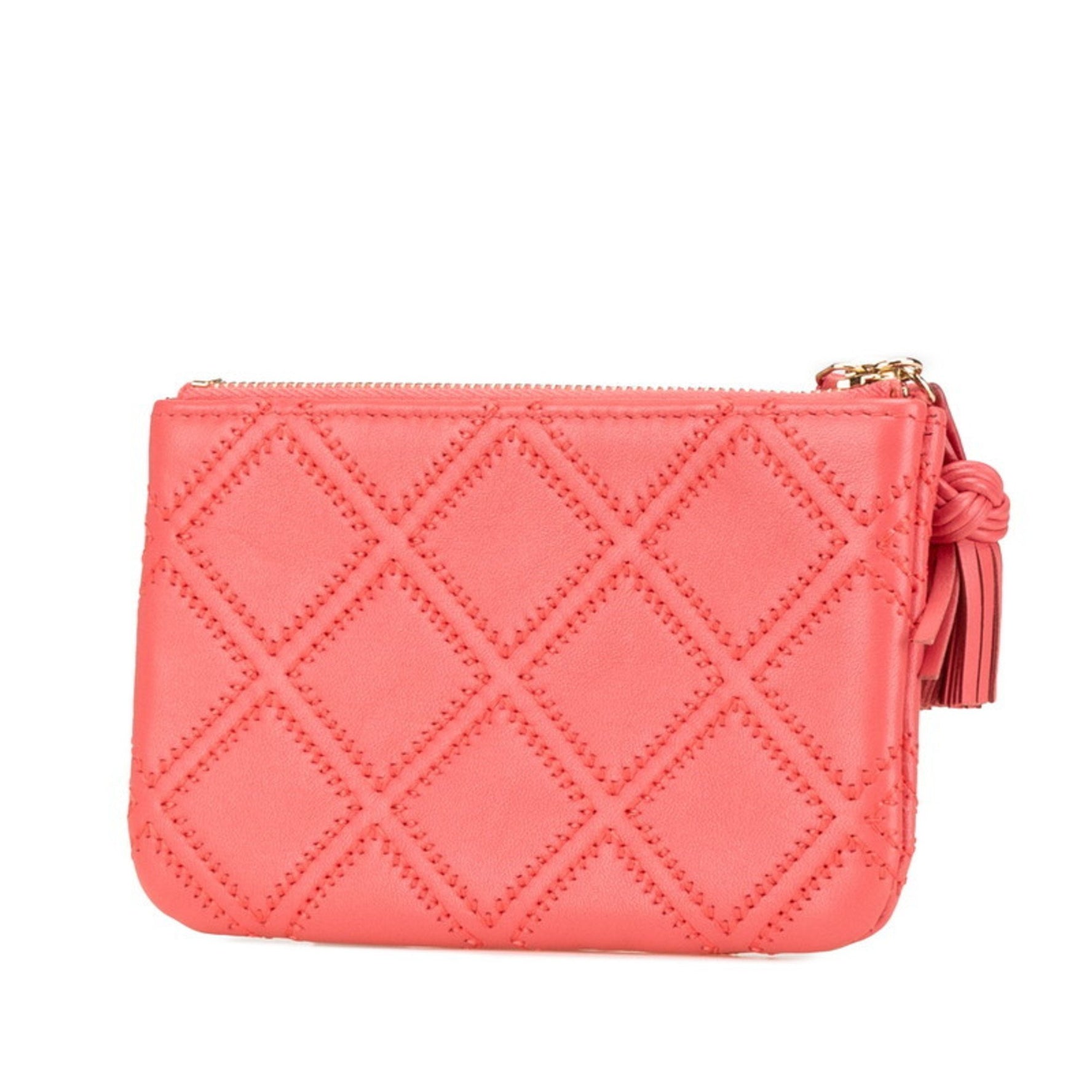 Chanel Matelasse Double Stitch Coco Mark Tassel Pouch Lambskin