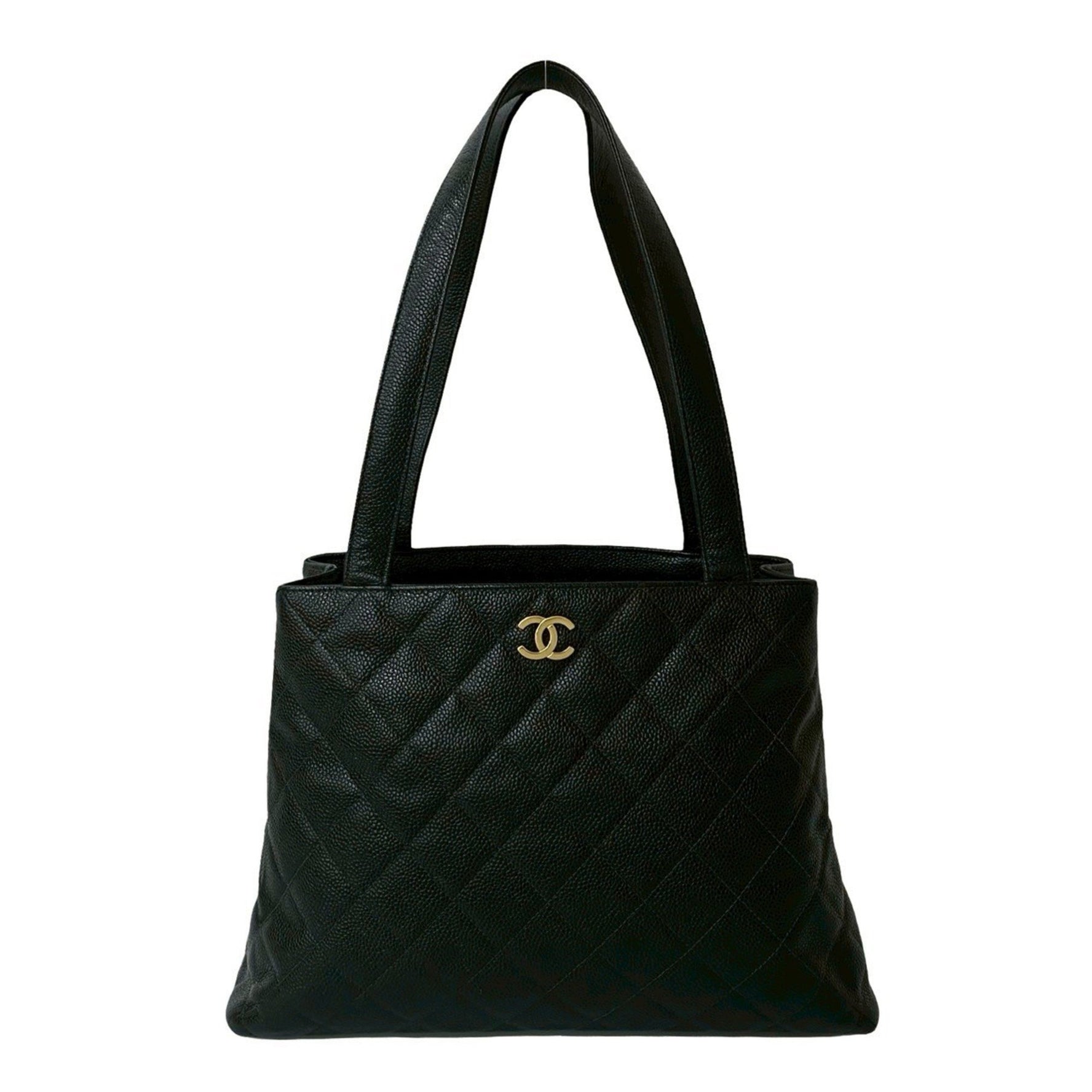CHANEL Matelasse Coco Mark Matte Caviar Leather Tote Bag