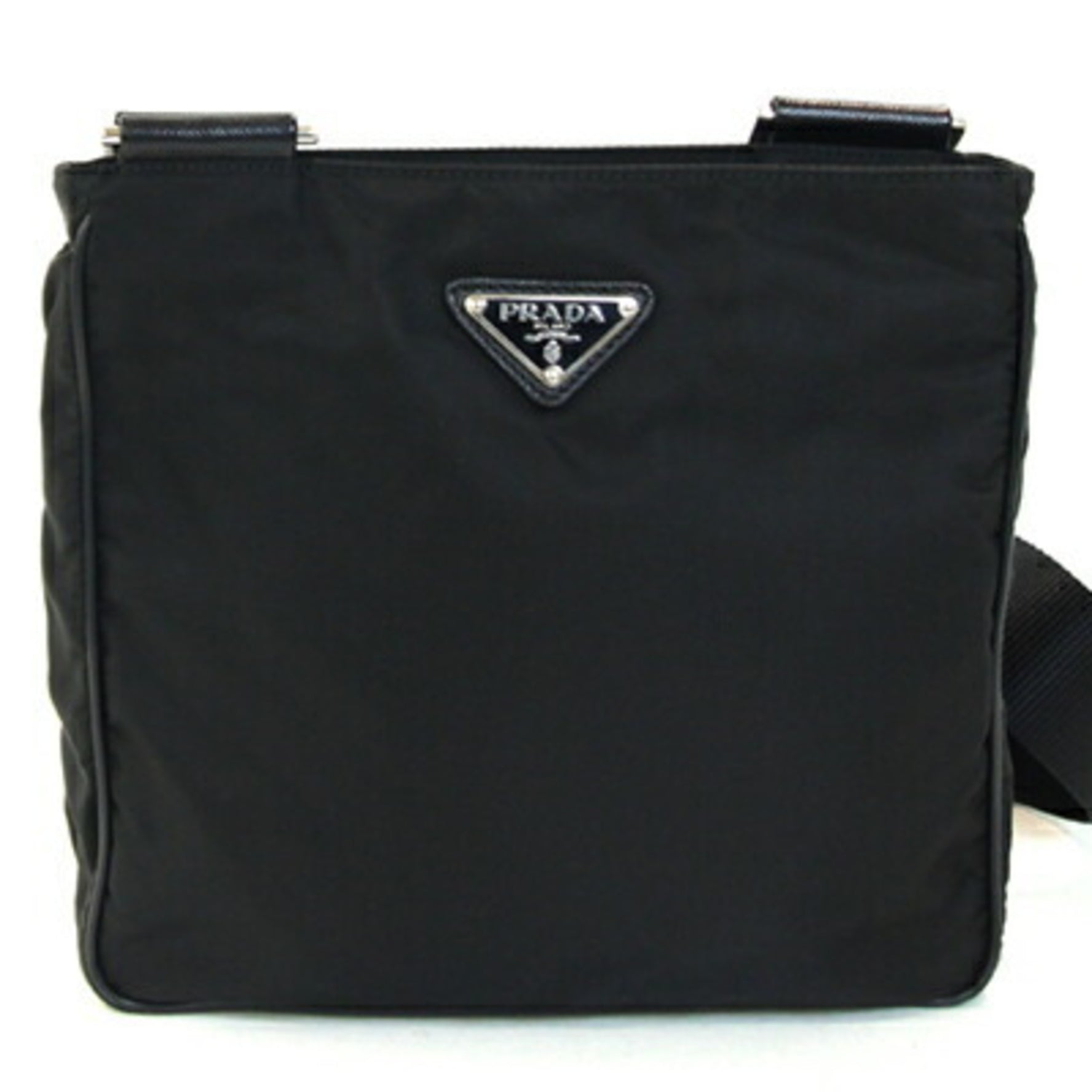 Prada Shoulder Bag Black Nylon Leather Crossbody