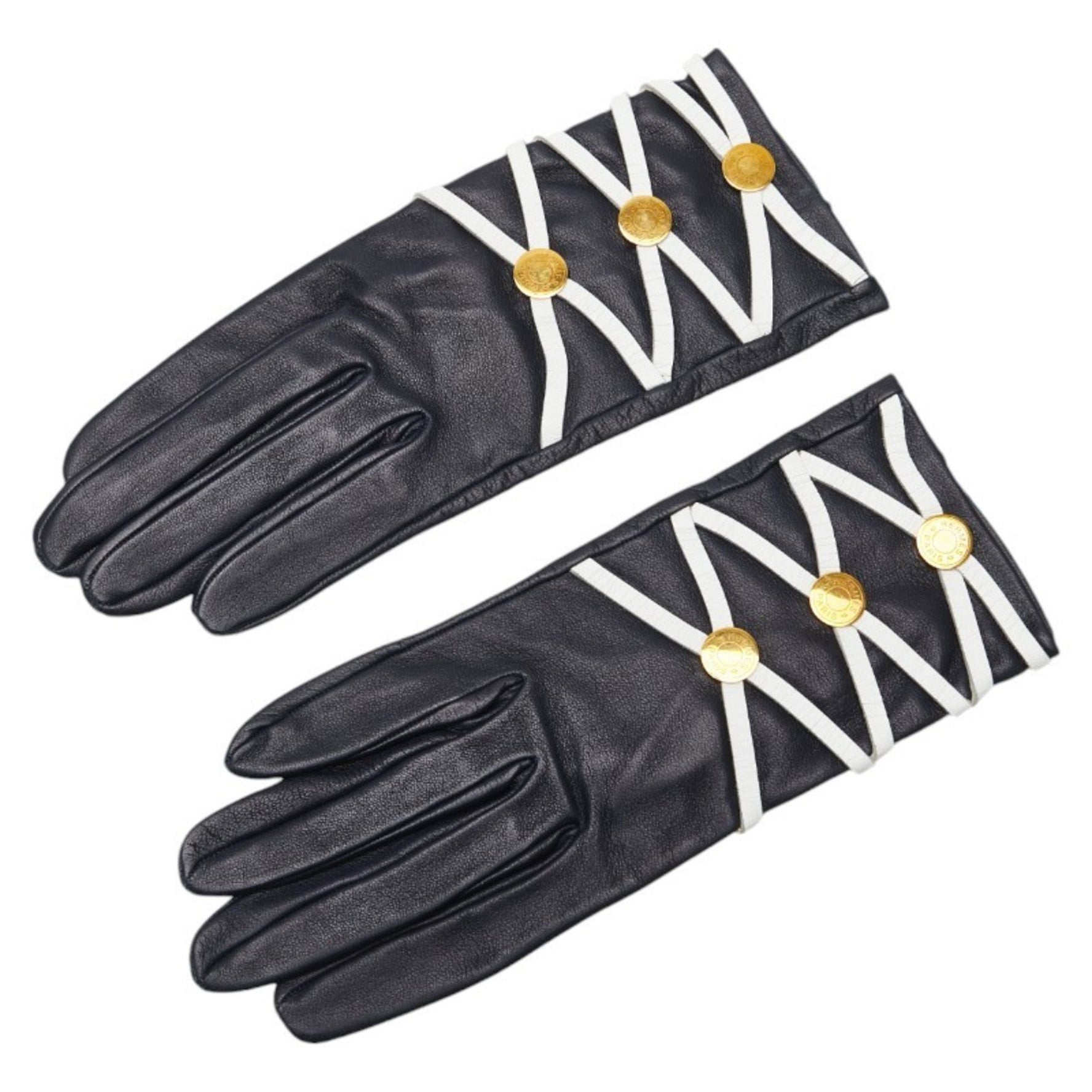 Hermes Serie Button Gloves Size: 7 Leather