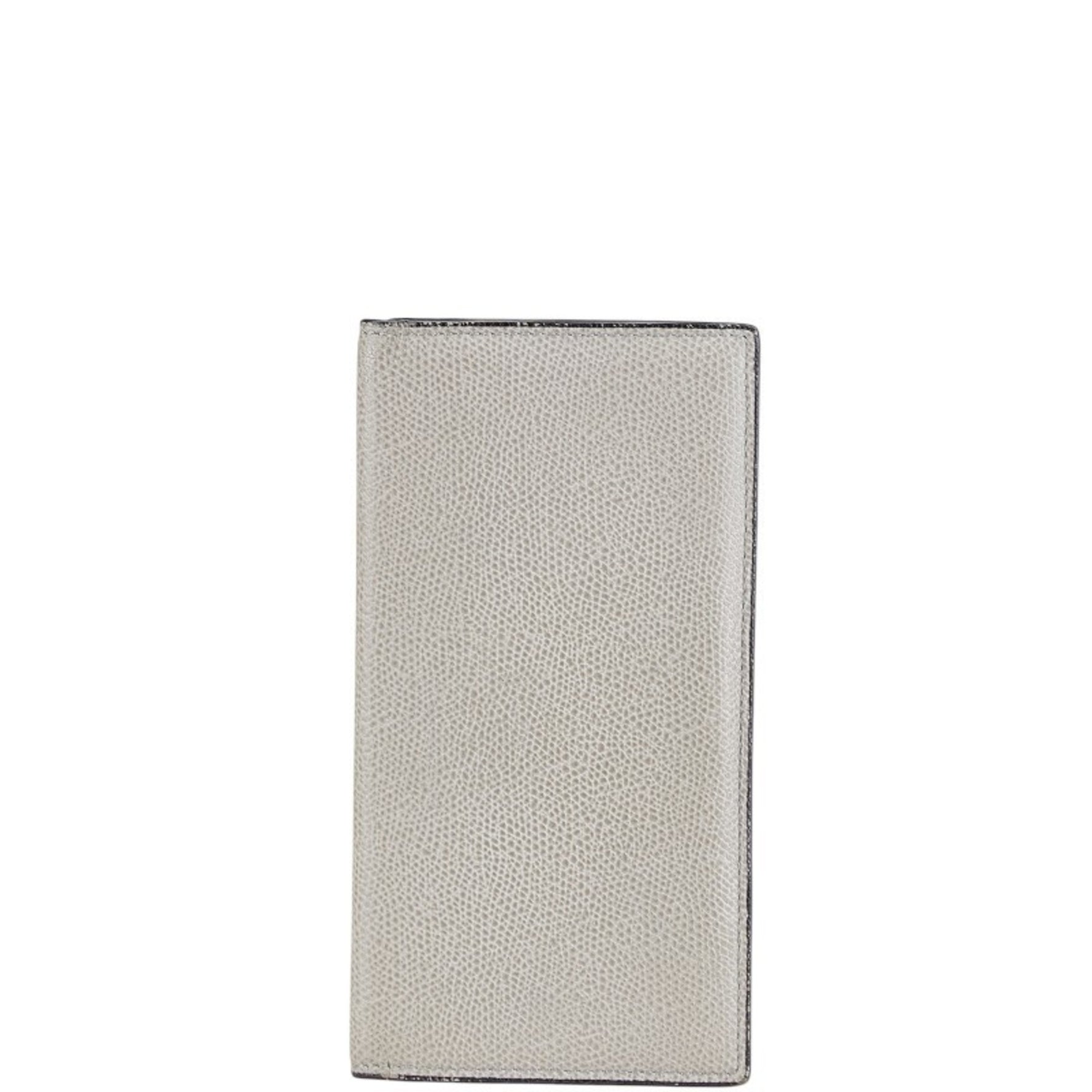 Valextra Vertical 12 Card Long Wallet Billfold Grey Leather