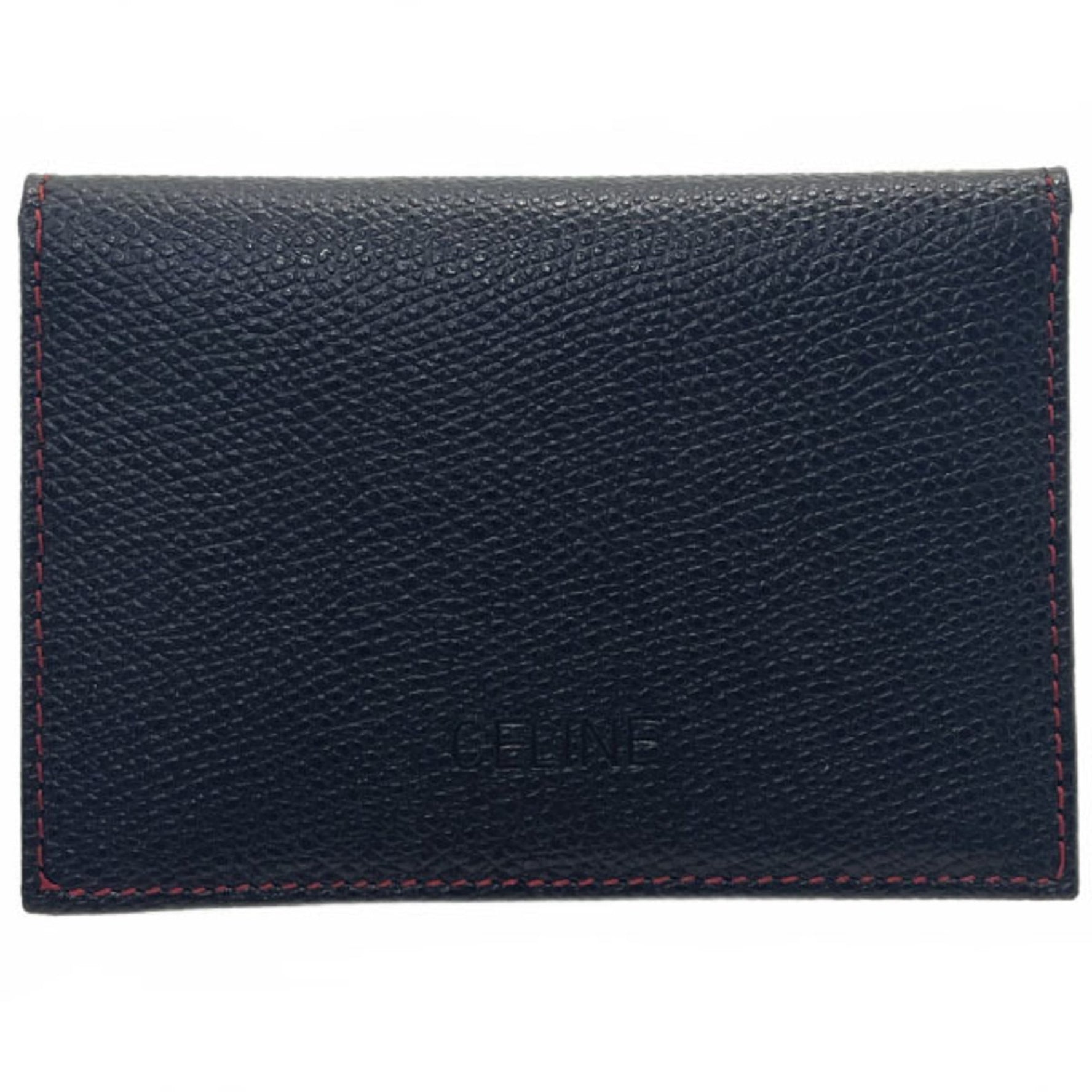 Celine Card Case Business Holder Leather Black Bi-fold IC ID Pass