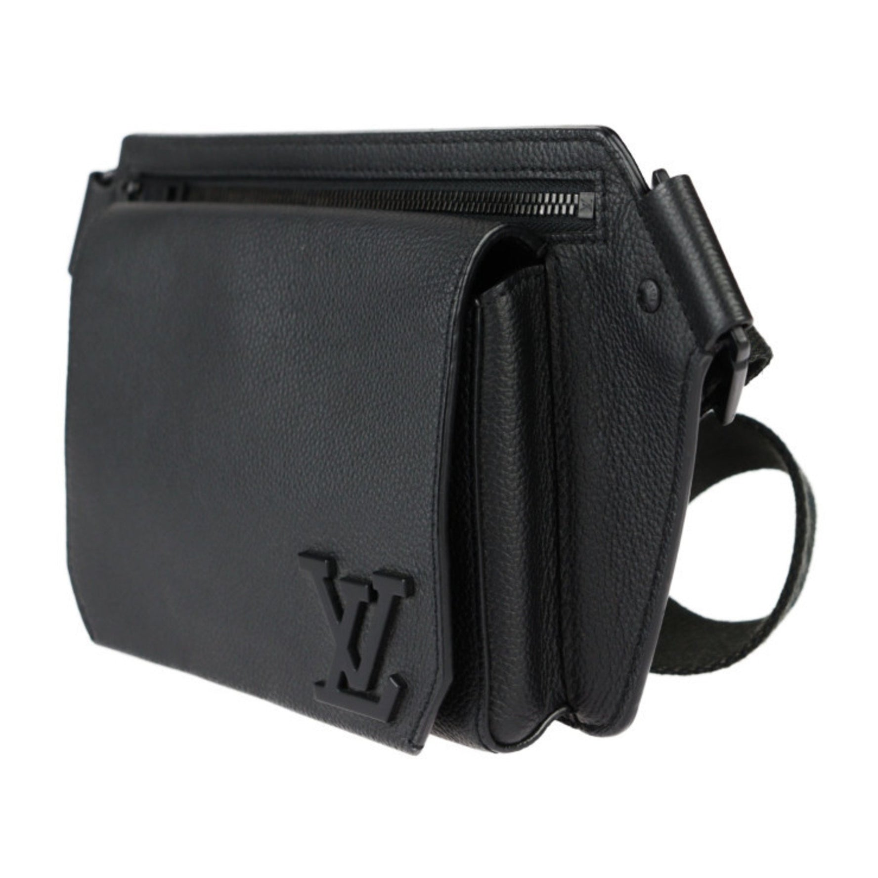 Louis Vuitton Take Off Sling Body Bag Grained Leather Noir Black LV Waist