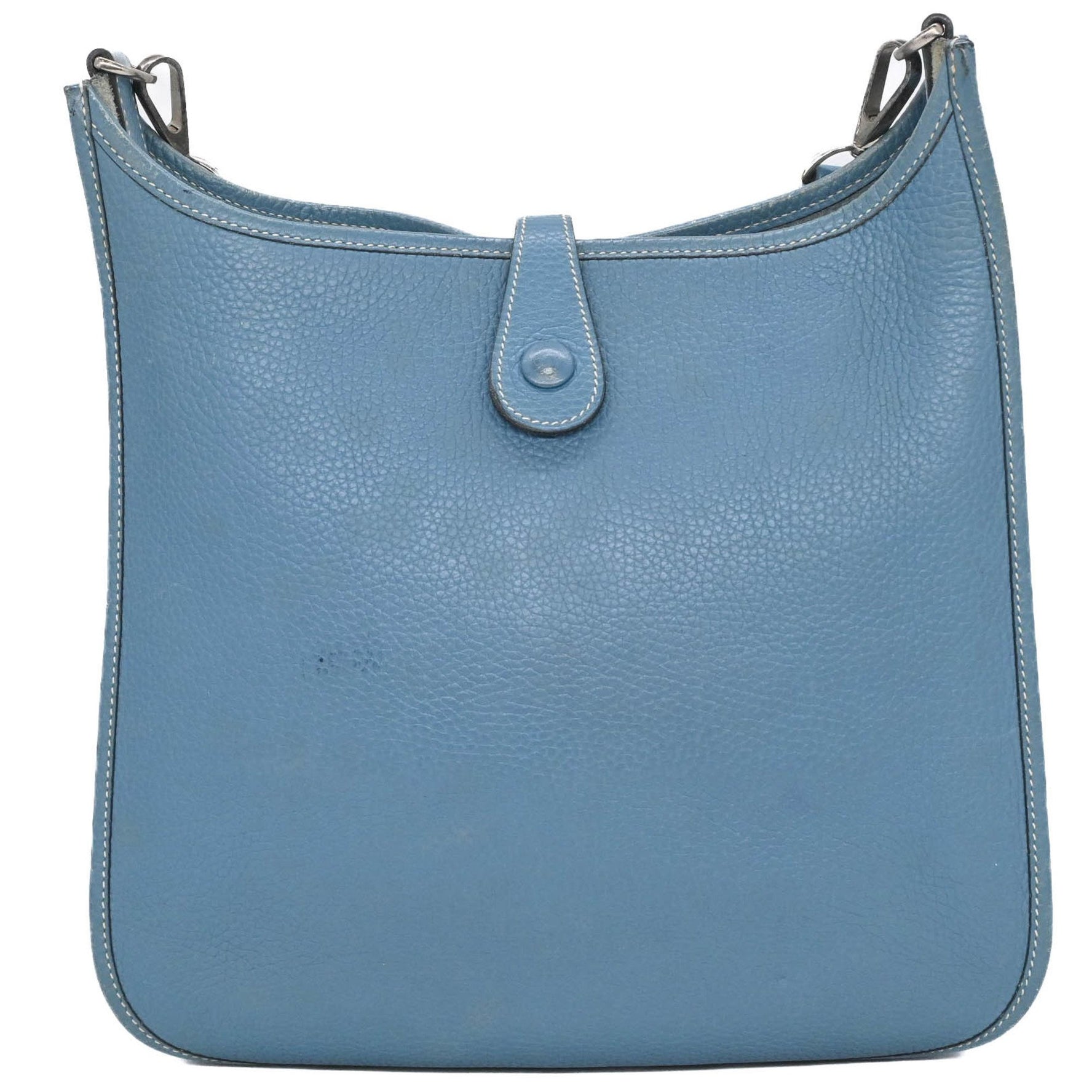 HERMES Evelyn Shoulder Bag in Taurillon Clemence Leather, Blue Jean, #□I