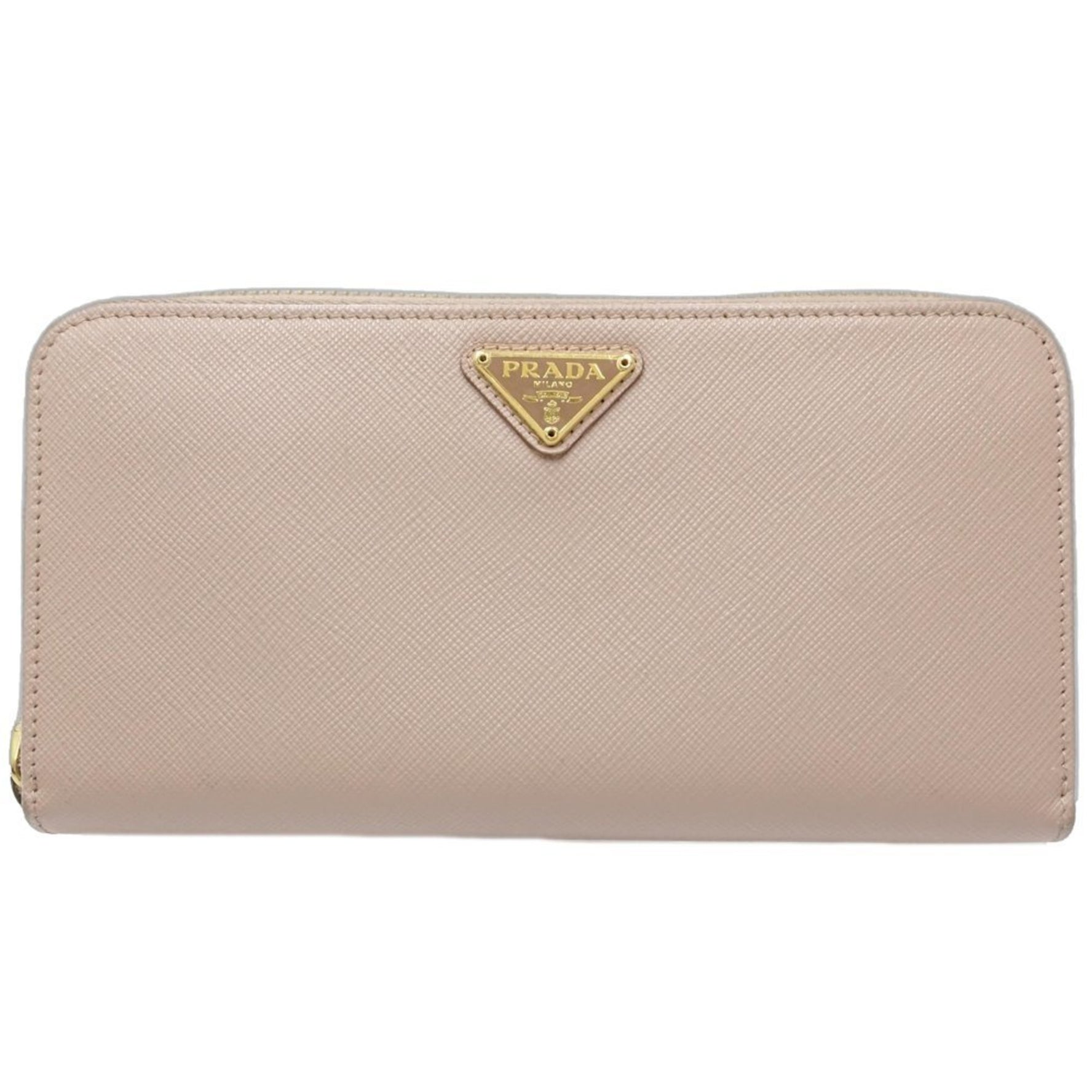 PRADA Long Wallet Round Saffiano Triangle CAMMEO (Beige)