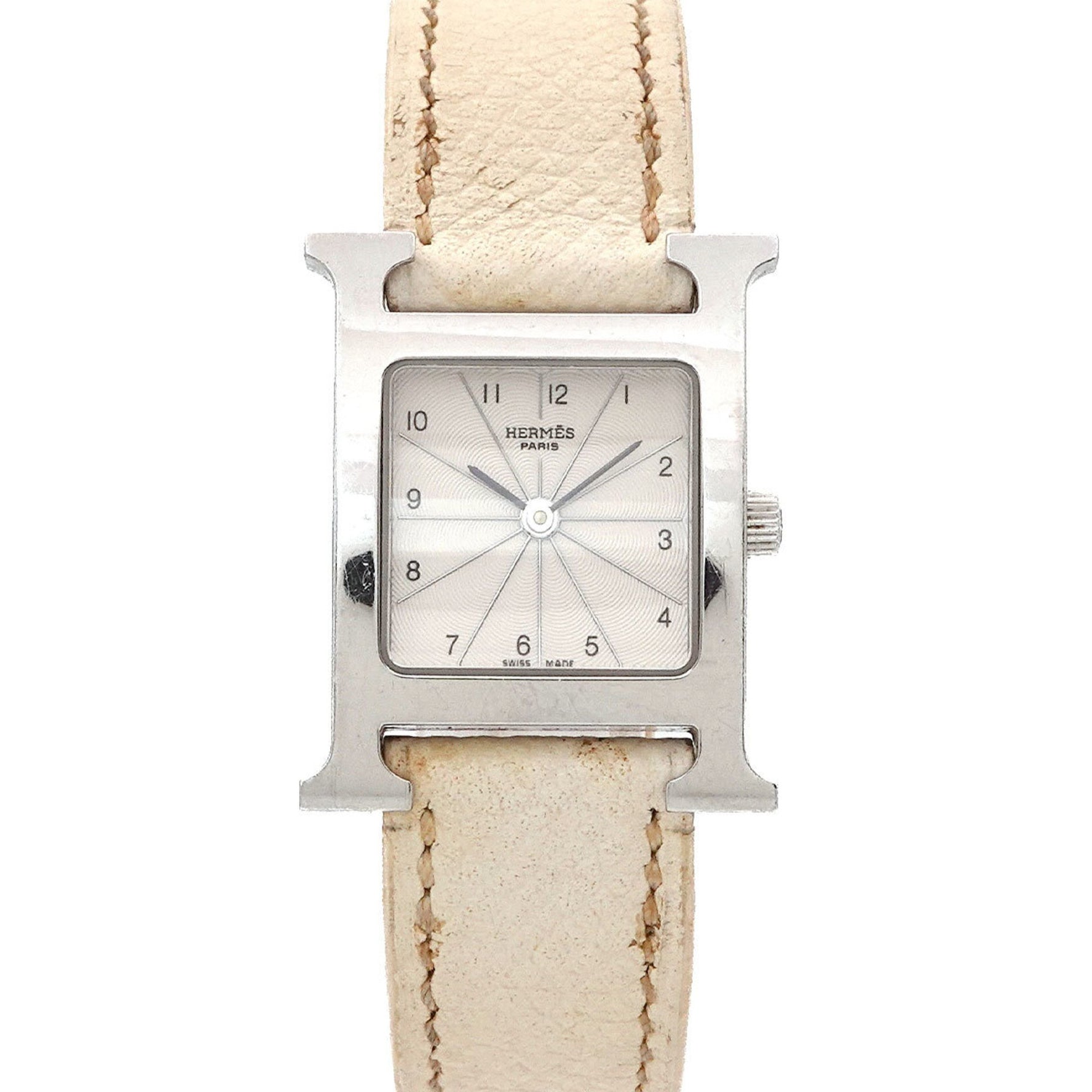 Hermès H Watch 210 Silver and White Quartz