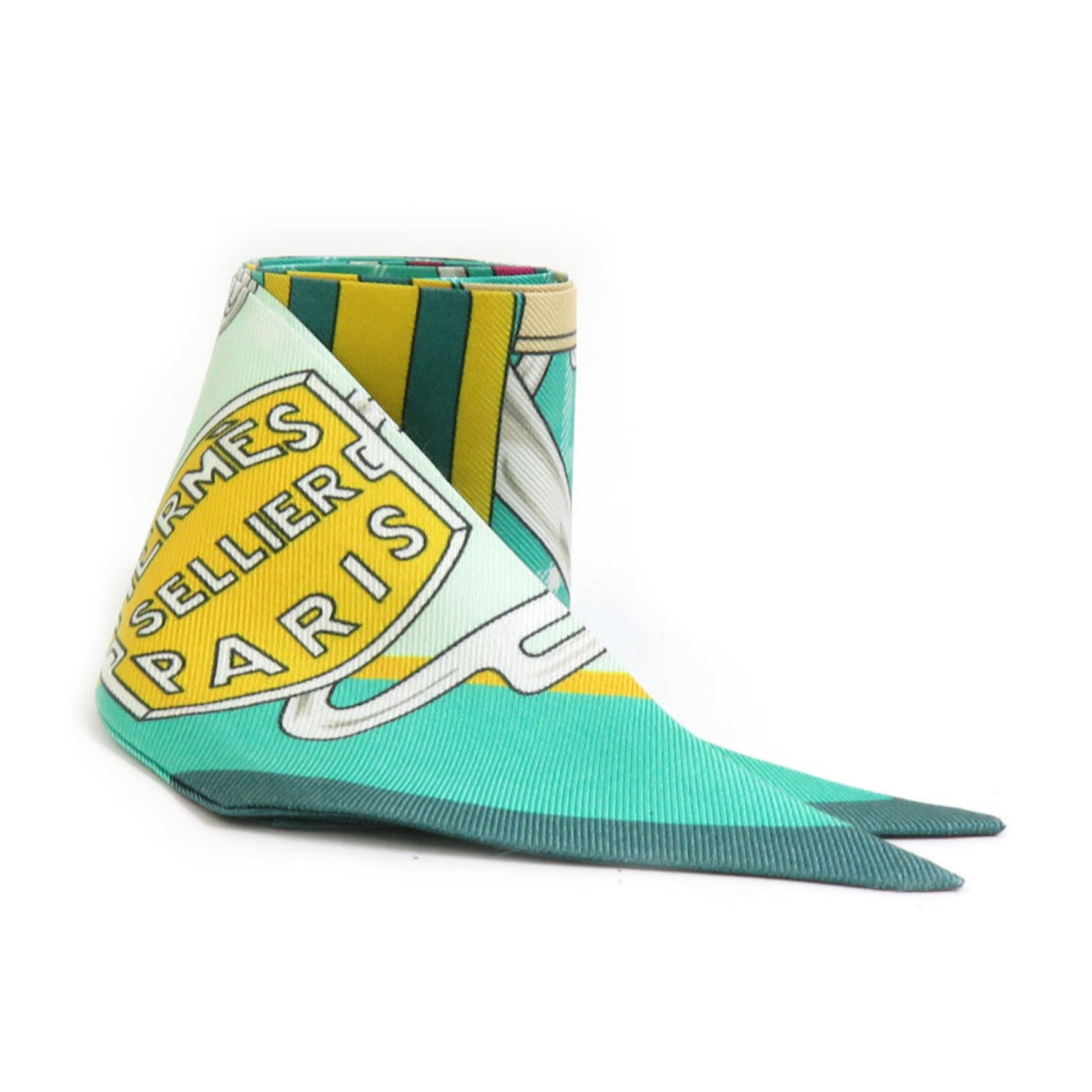 Hermes Scarf/Muffler Twilly Silk Green Multicolor