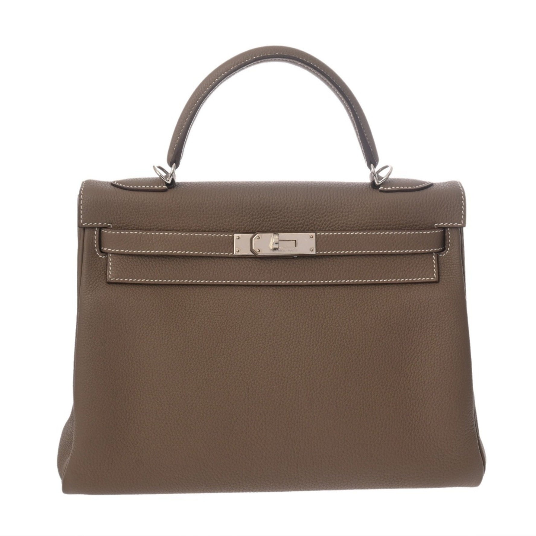 HERMES Kelly 32, Inner Stitching, 2-Way, Etoupe, A Stamp (circa 2017), Women's Togo Handbag, Rank, Pre-Owned, Ginzo