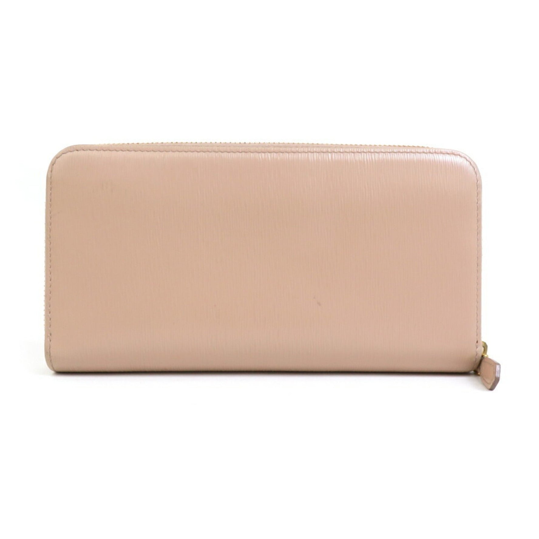PRADA Round Long Wallet Leather Gold